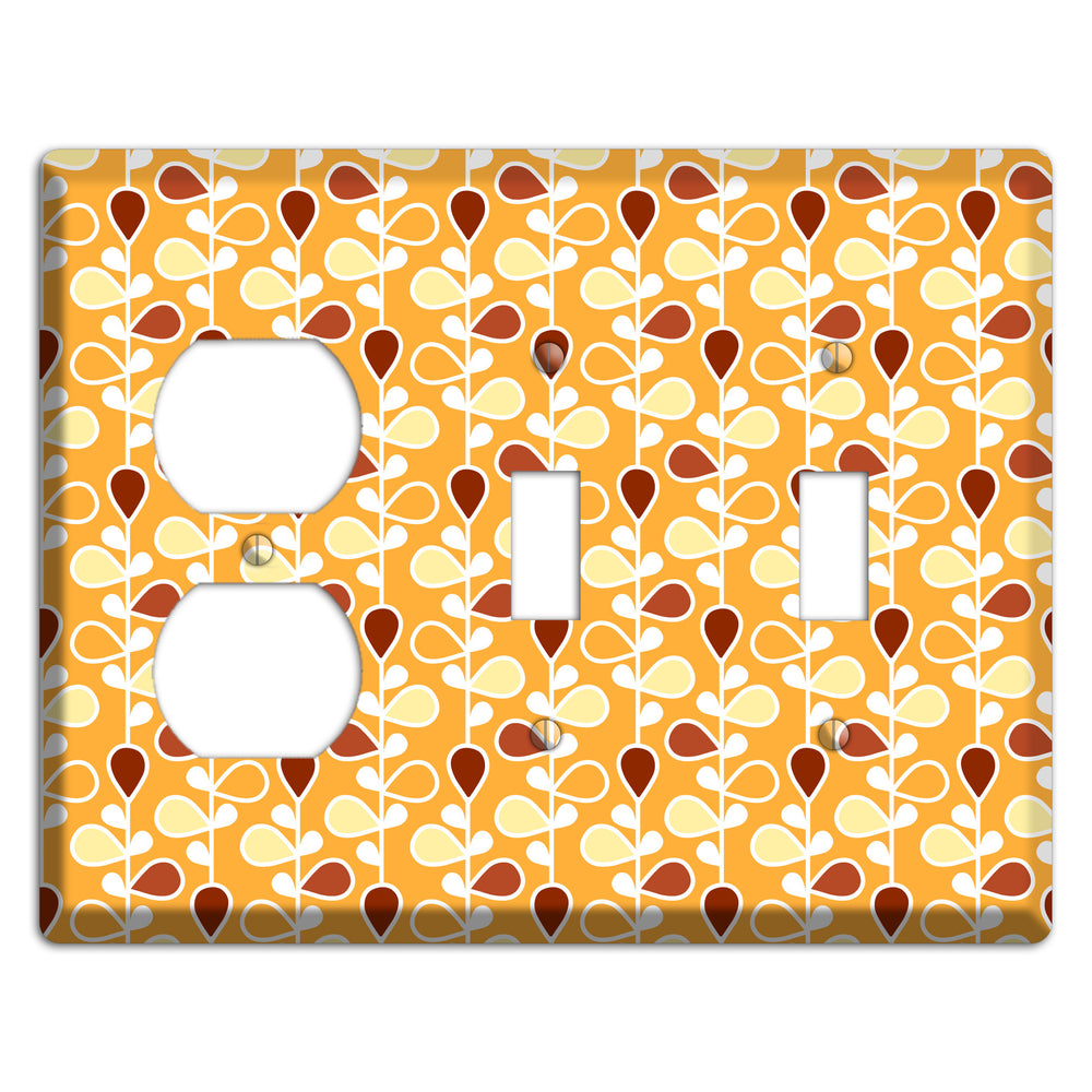 Orange with Yellow and Red Drop and Vine Duplex / 2 Toggle Wallplate