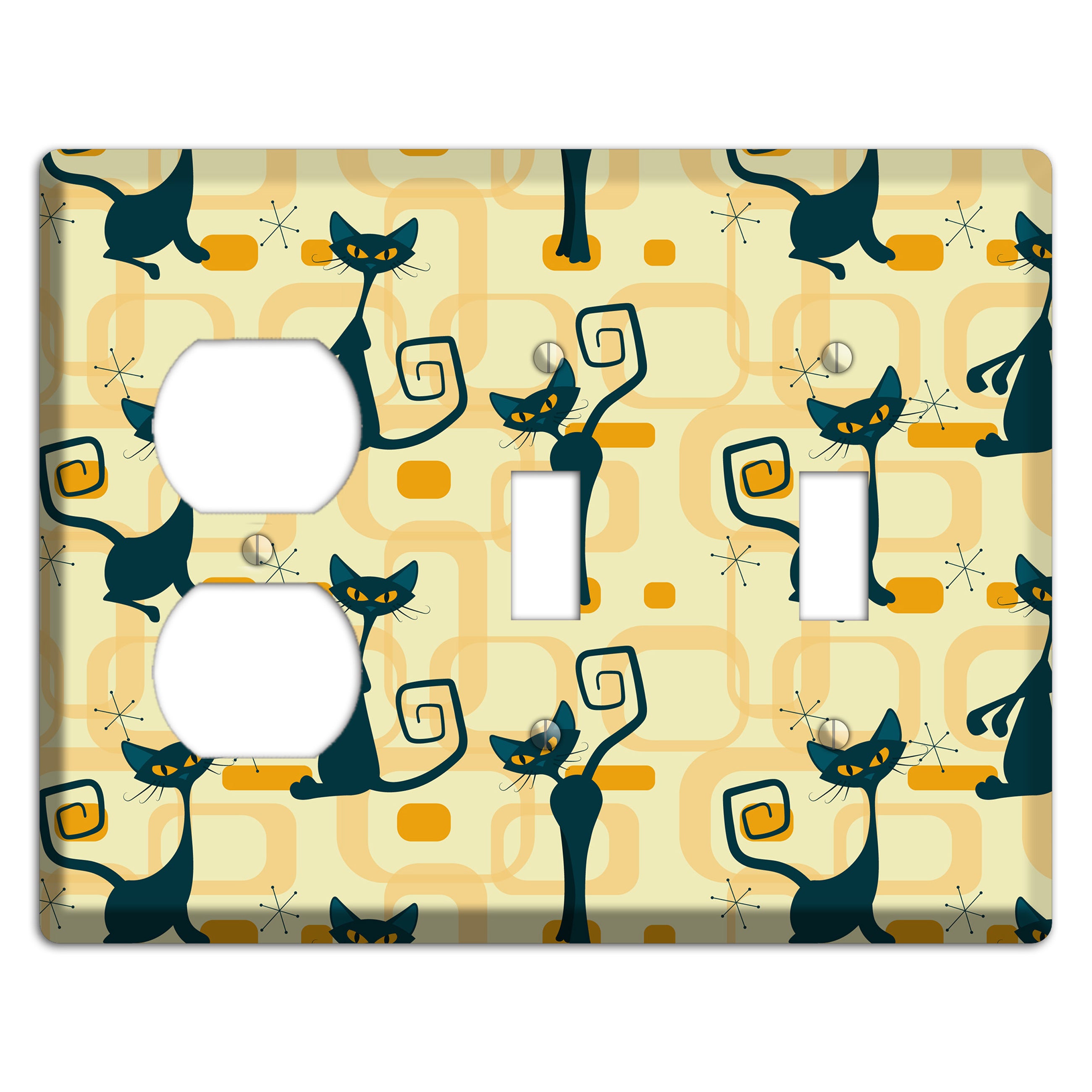 Navy Kitties Duplex / 2 Toggle Wallplate