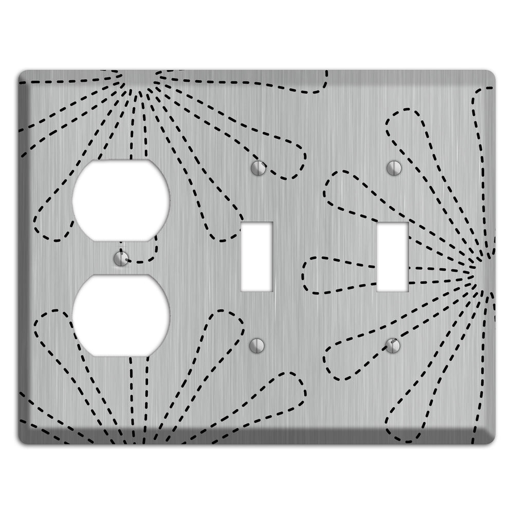Retro Stipple Floral Stainless Steel Duplex / 2 Toggle Wallplate