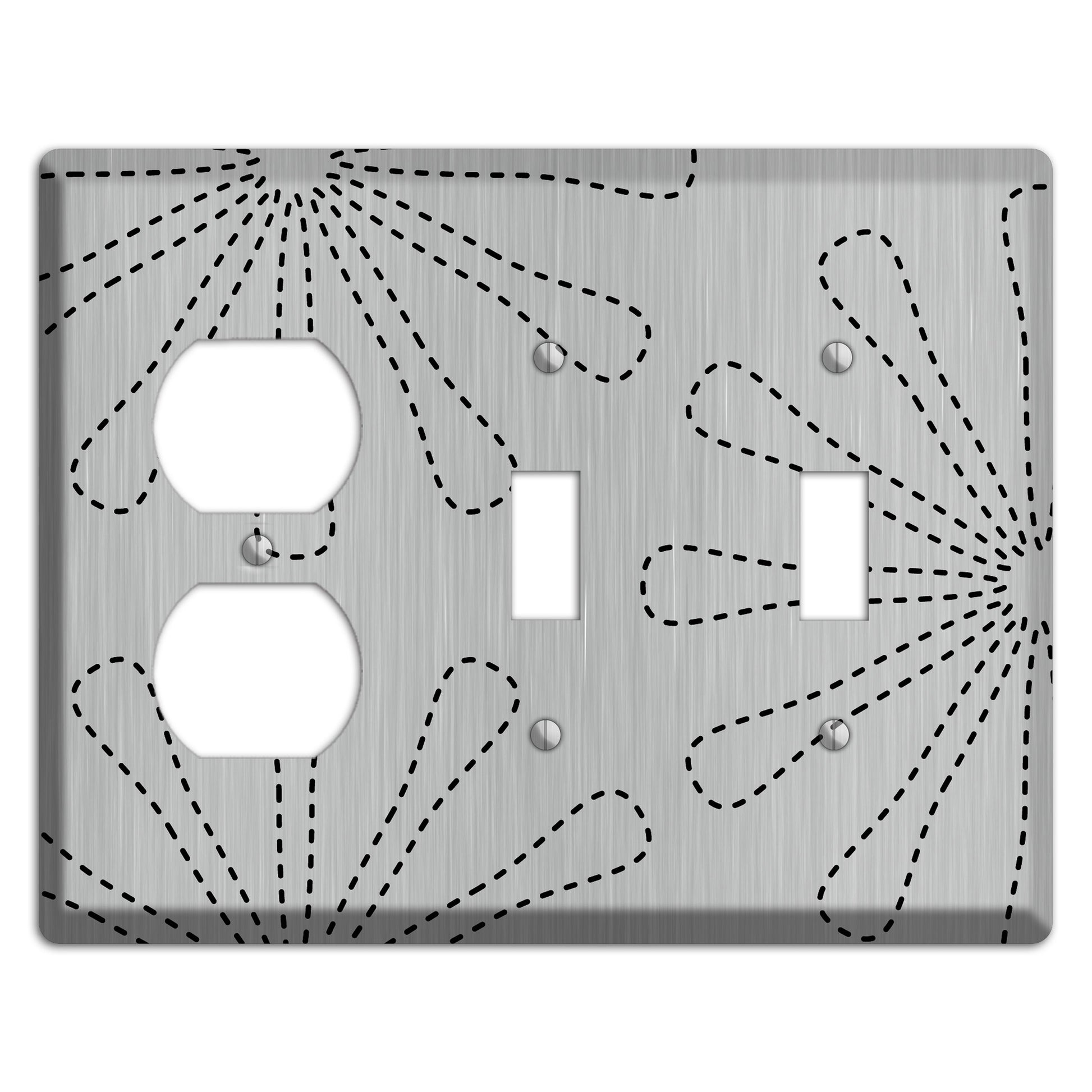 Retro Stipple Floral  Stainless Duplex / 2 Toggle Wallplate