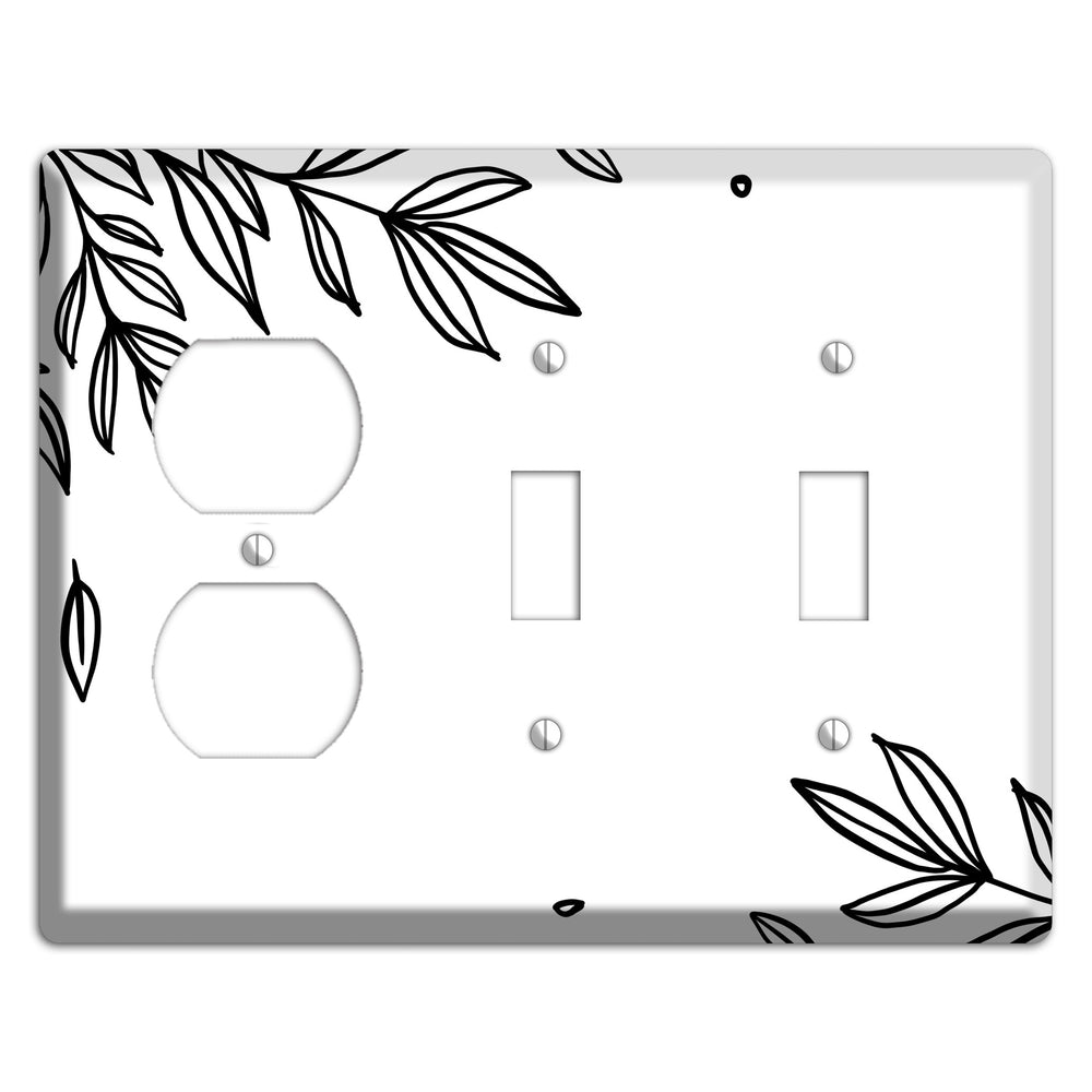 Hand-Drawn Floral 3 Duplex / 2 Toggle Wallplate