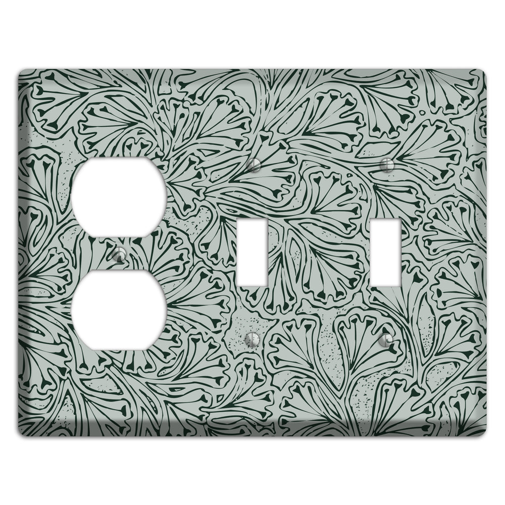 Deco Grey Interlocking Floral Duplex / 2 Toggle Wallplate