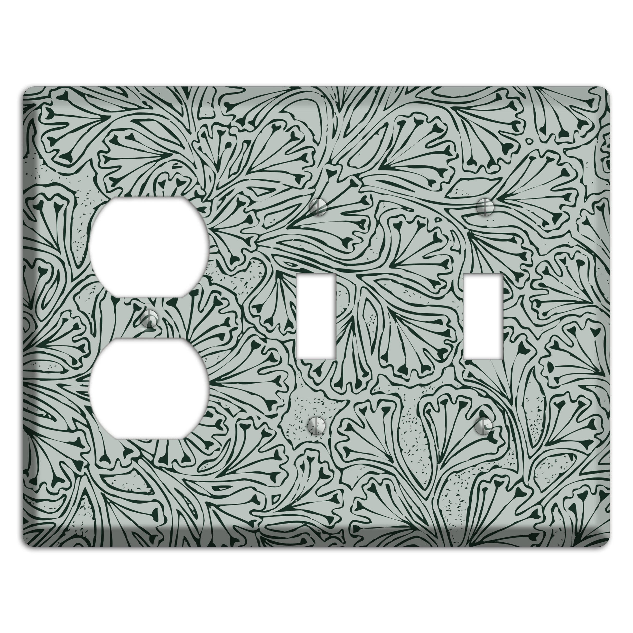 Deco Grey Interlocking Floral Duplex / 2 Toggle Wallplate