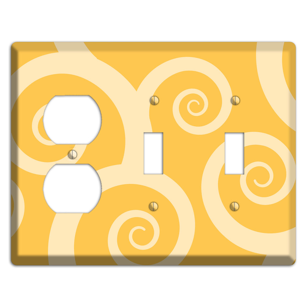 Yellow Tones Large Swirl Duplex / 2 Toggle Wallplate
