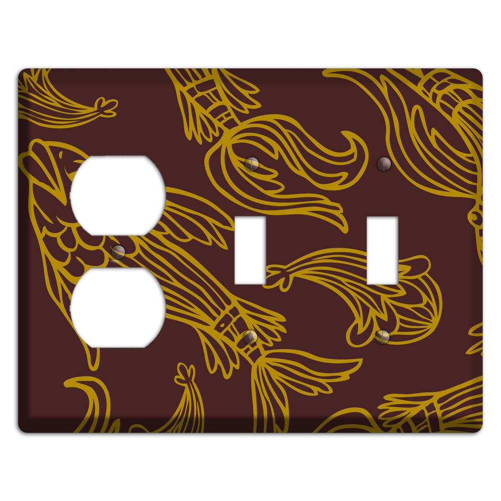 Brown and Beige Koi Duplex / 2 Toggle Wallplate