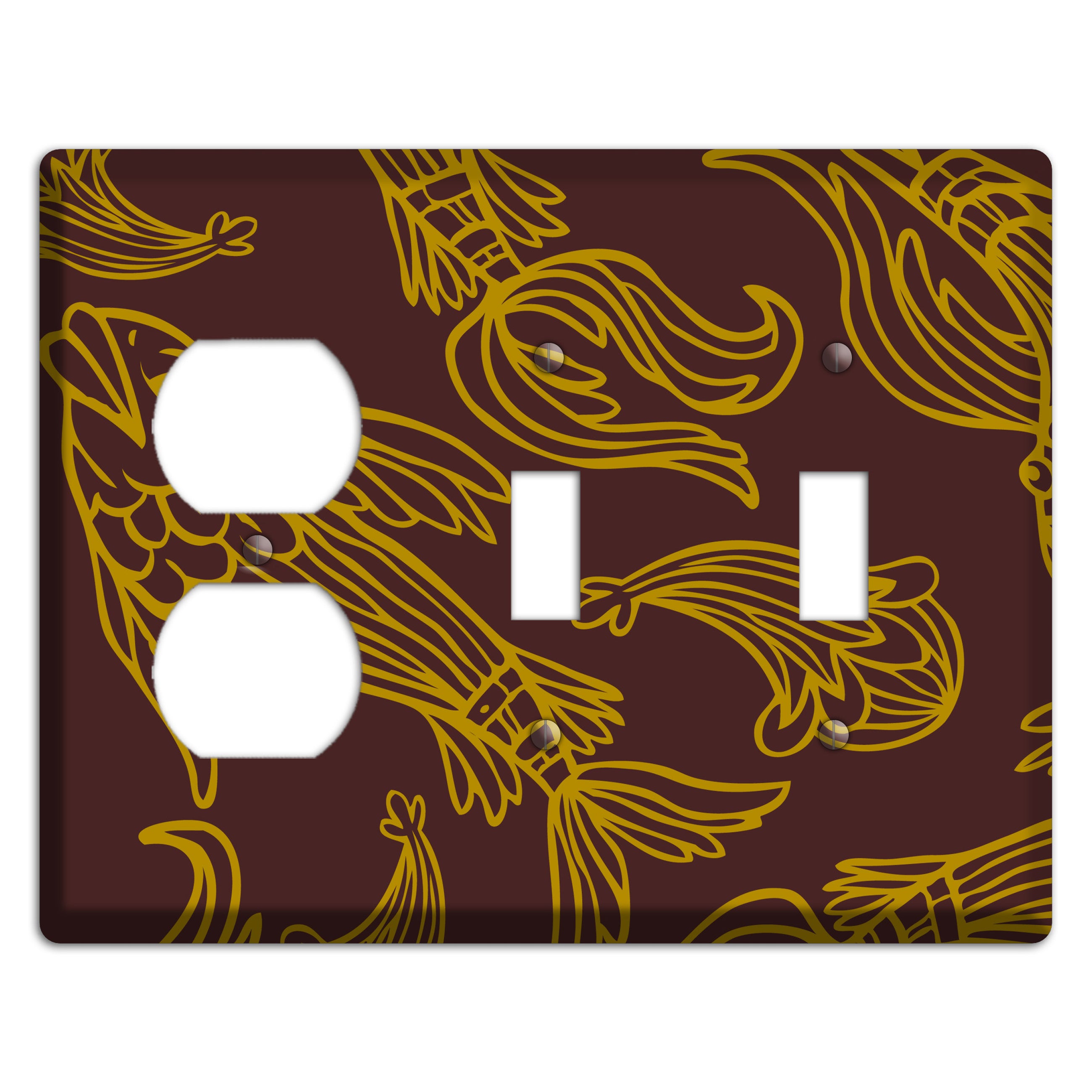 Brown and Beige Koi Duplex / 2 Toggle Wallplate