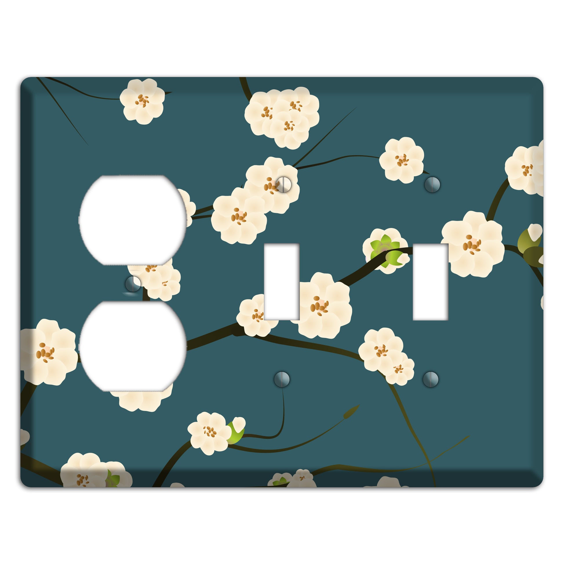 Blue Cherry Blossoms Duplex / 2 Toggle Wallplate
