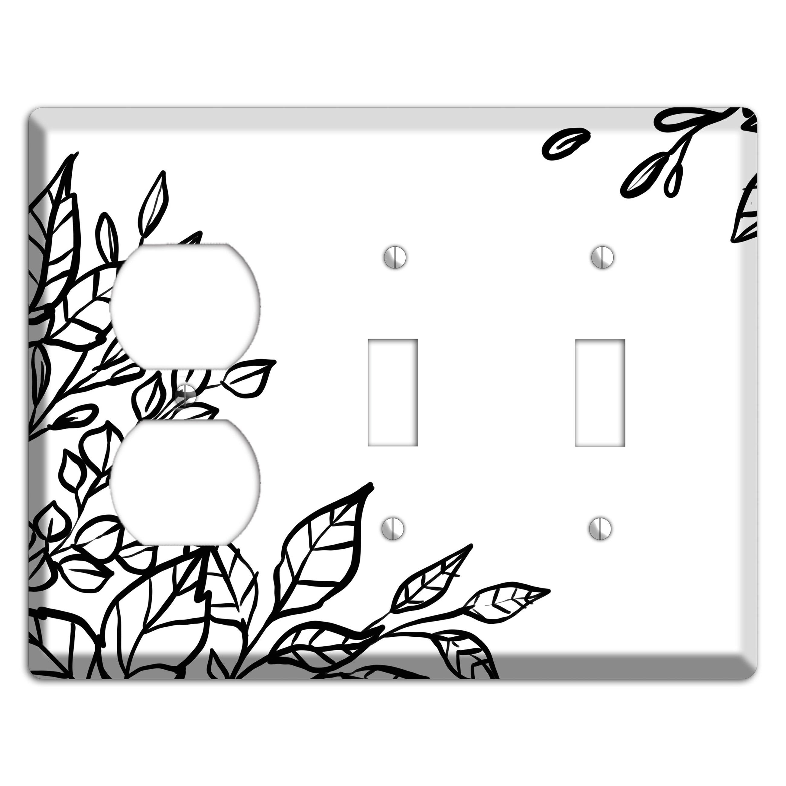Hand-Drawn Floral 19 Duplex / 2 Toggle Wallplate