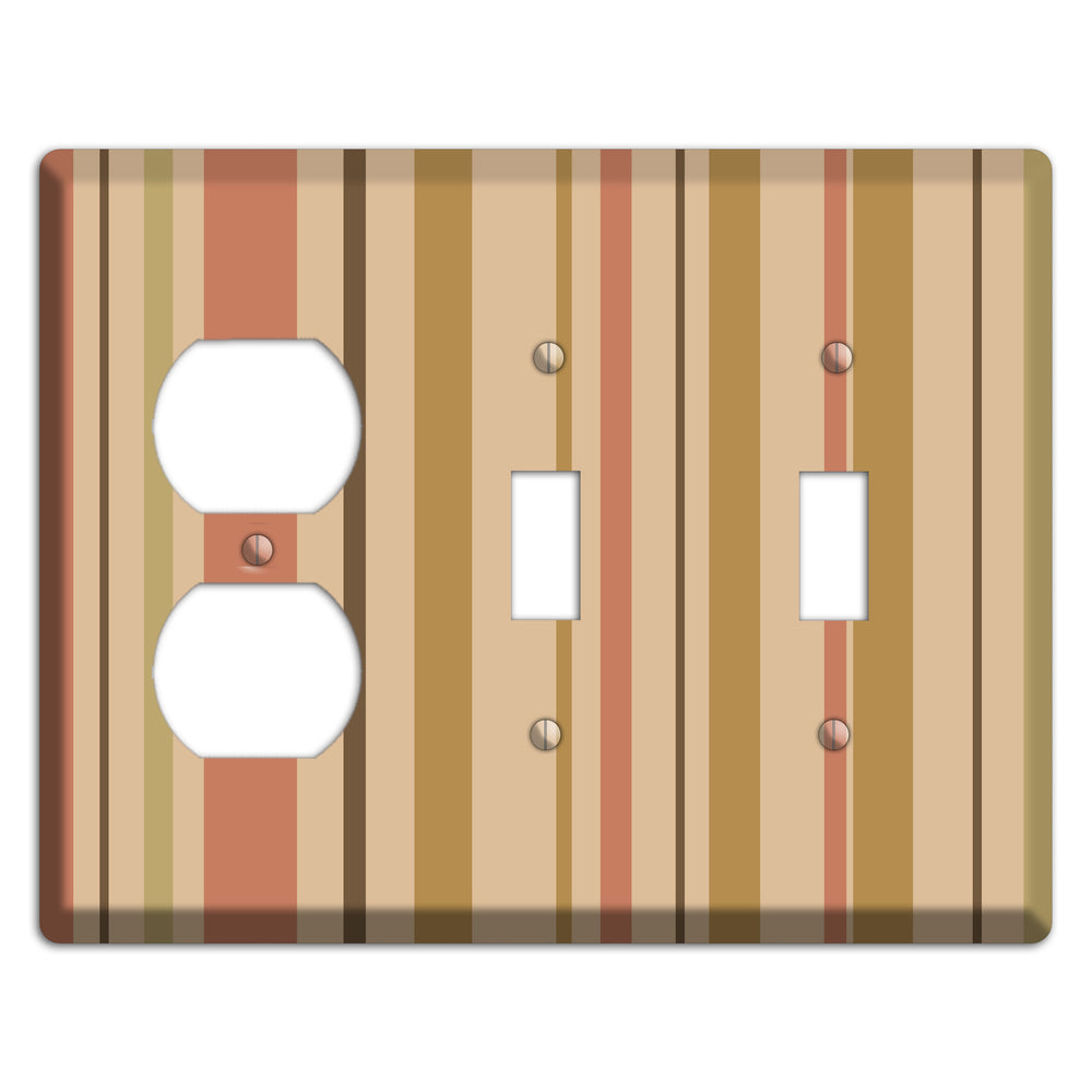 Multi Dusty Pink Vertical Stripes Duplex / 2 Toggle Wallplate