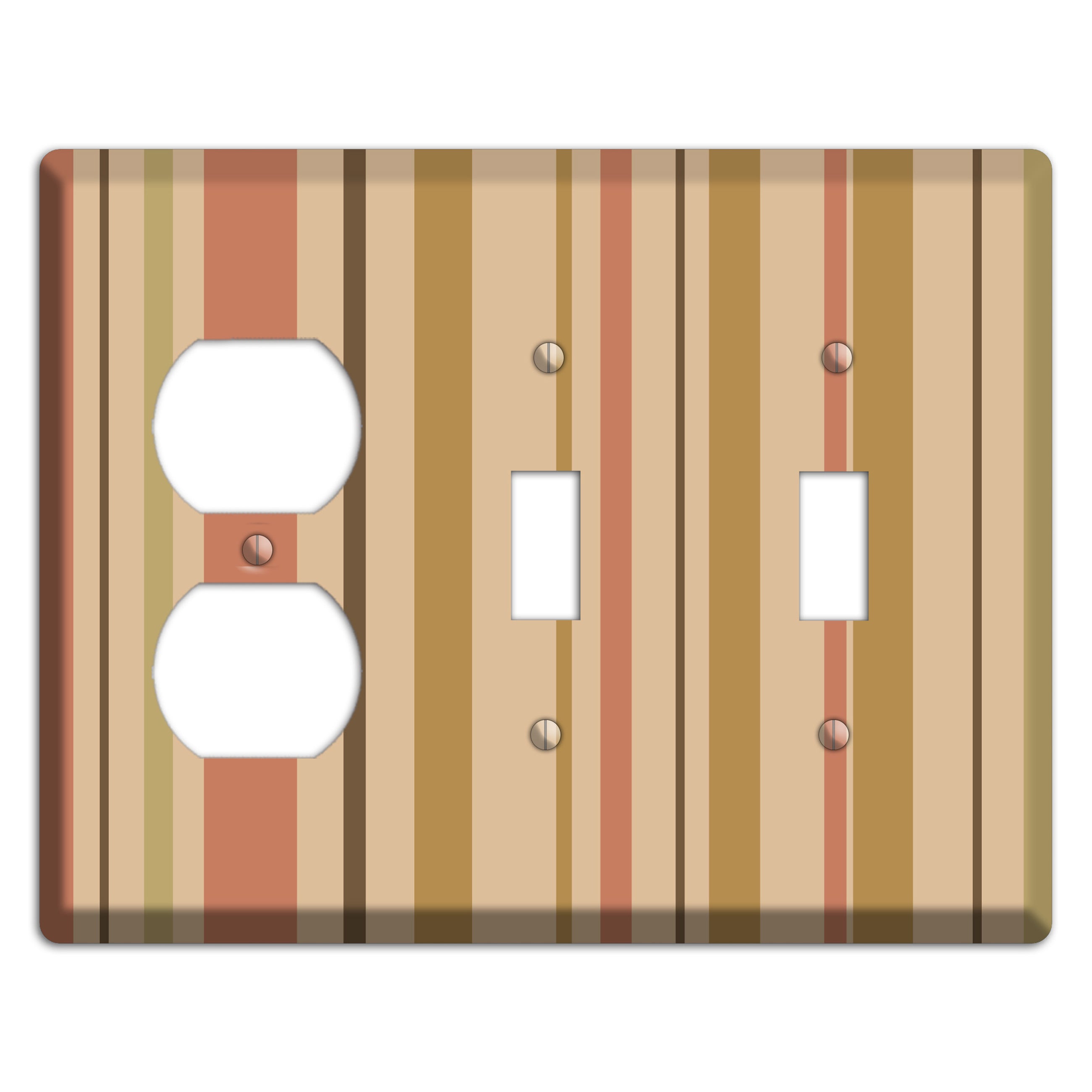 Multi Dusty Pink Vertical Stripes Duplex / 2 Toggle Wallplate