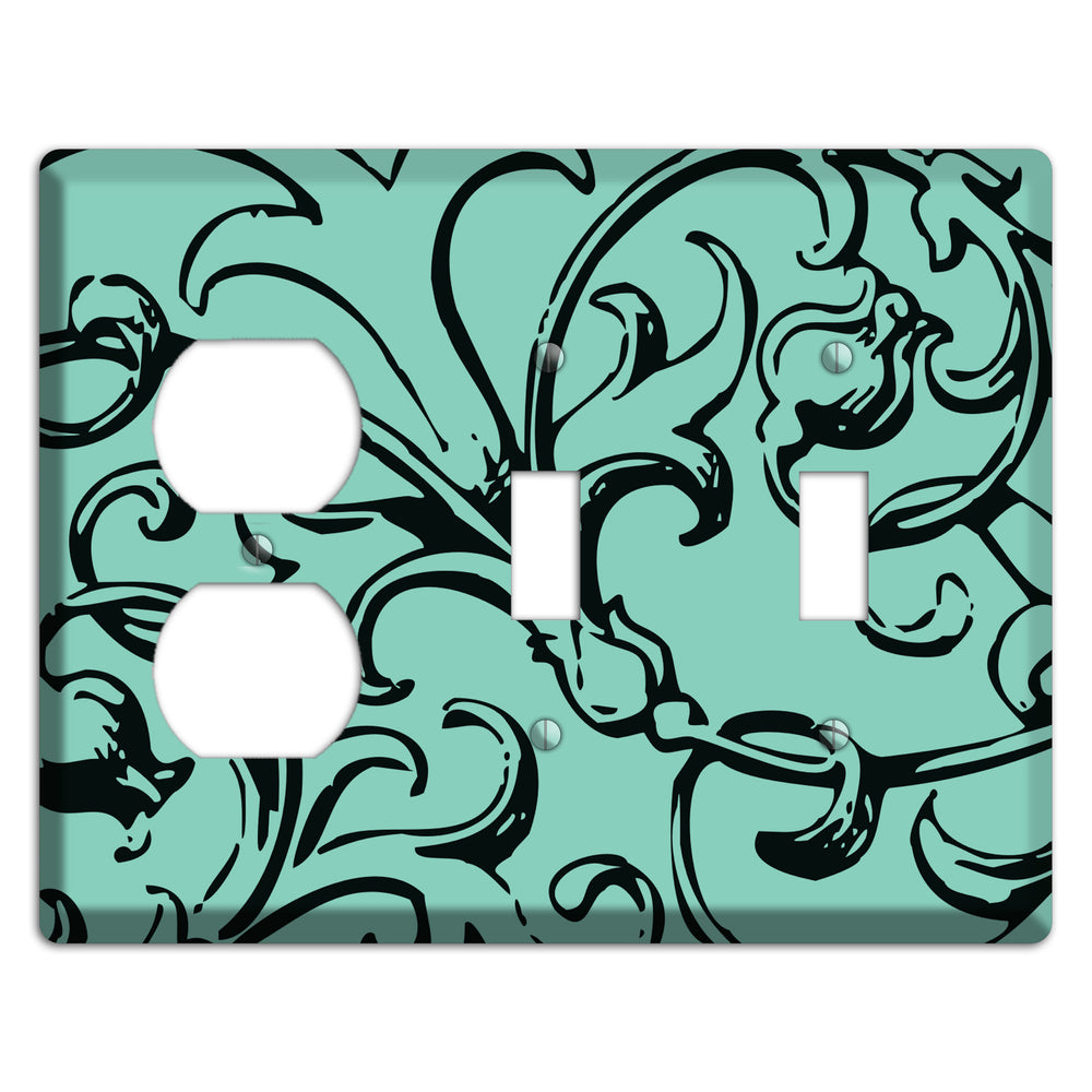 Victorian Aqua Duplex / 2 Toggle Wallplate