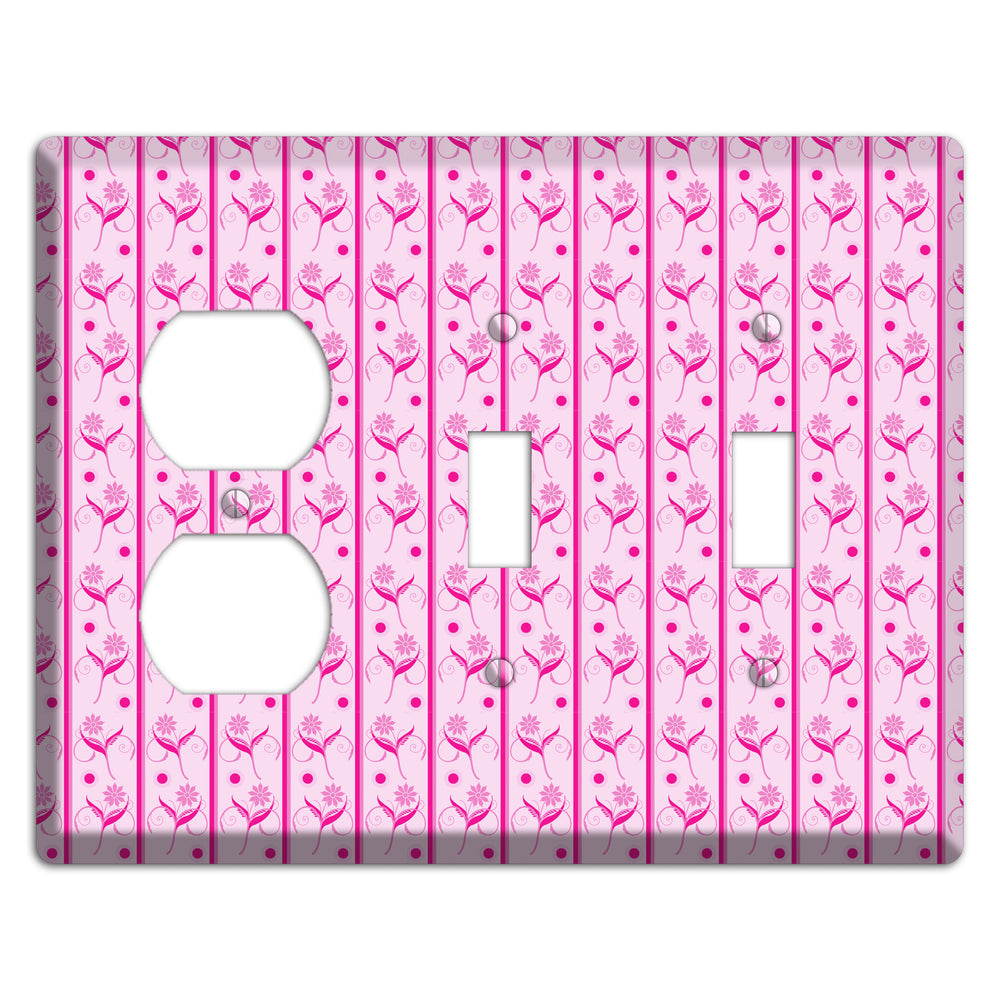 Pink Floral Pattern Duplex / 2 Toggle Wallplate
