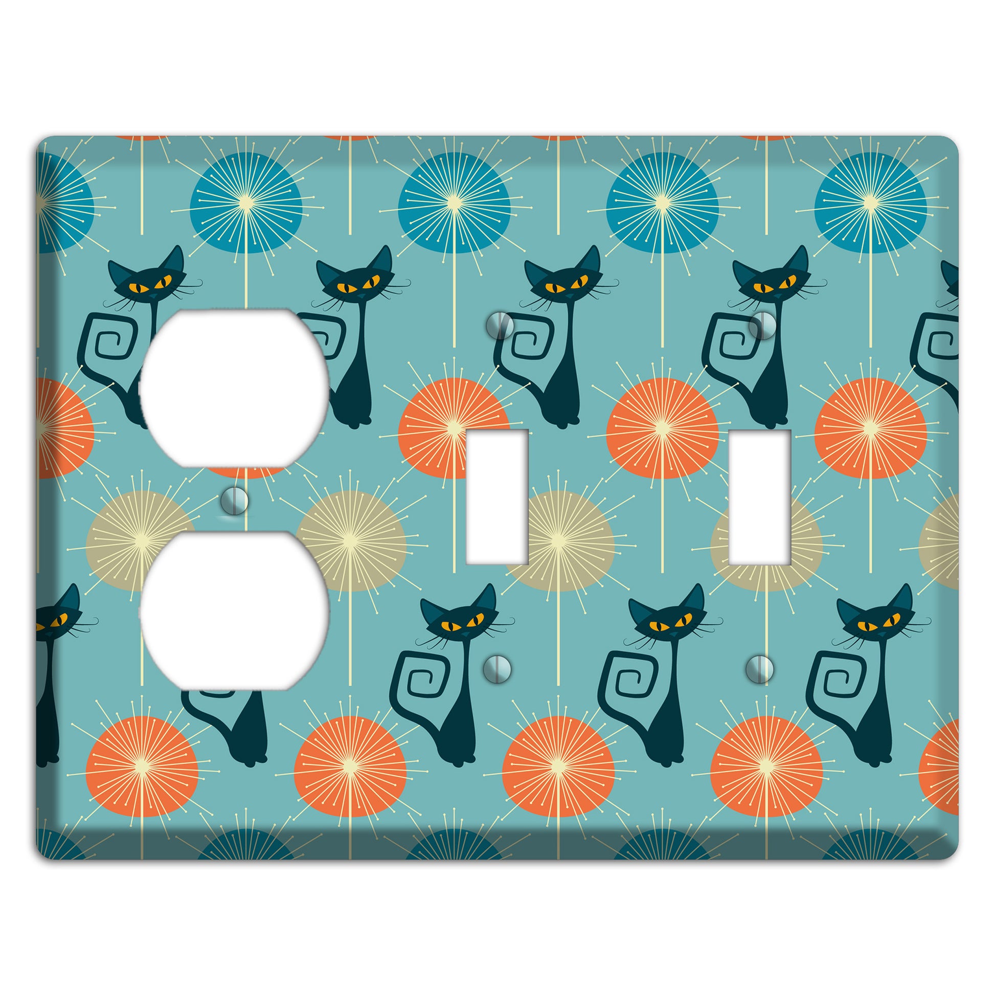 Atomic Burst Kitties Duplex / 2 Toggle Wallplate