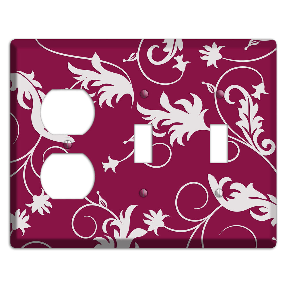 Fuschia Victorian Sprig Duplex / 2 Toggle Wallplate