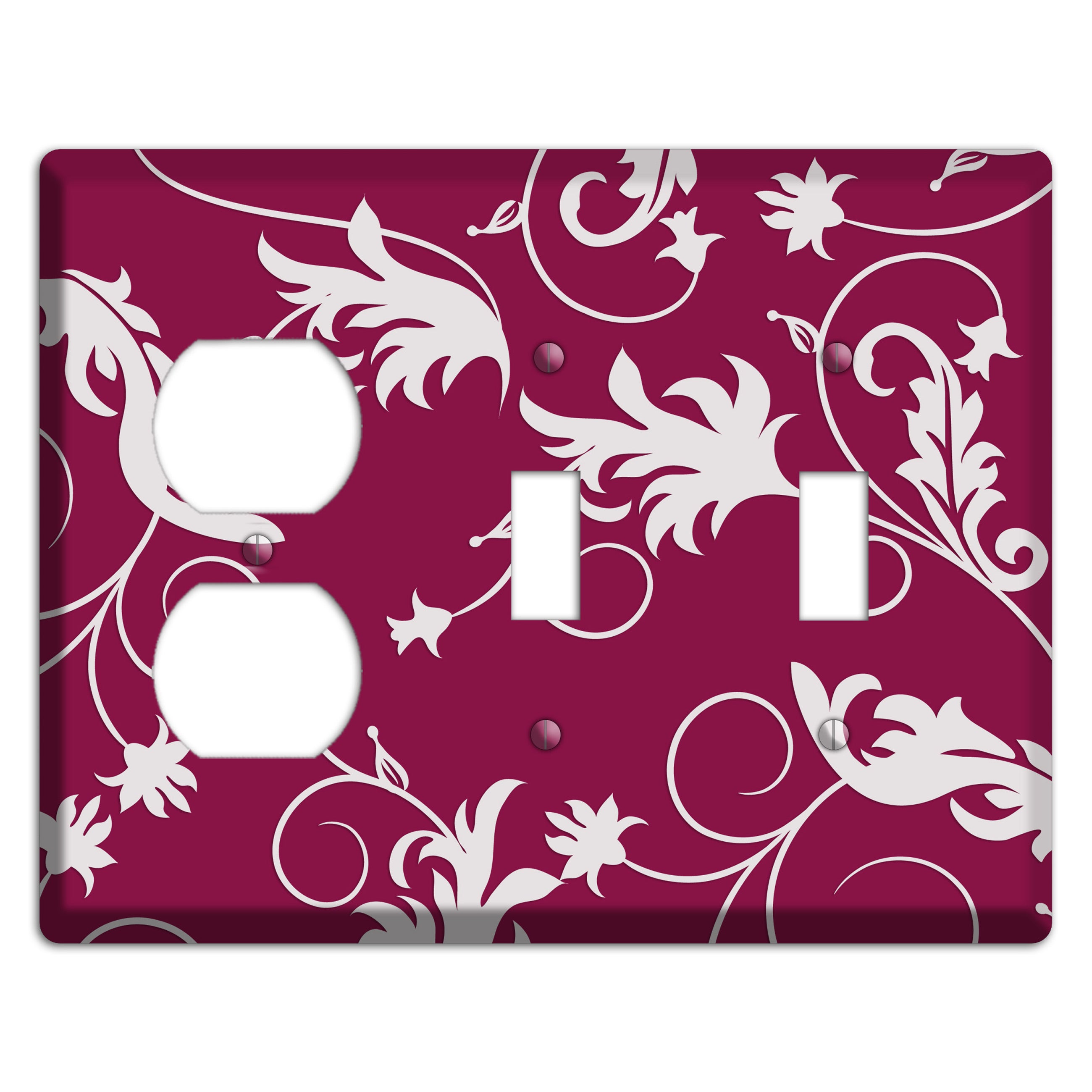 Fuschia Victorian Sprig Duplex / 2 Toggle Wallplate