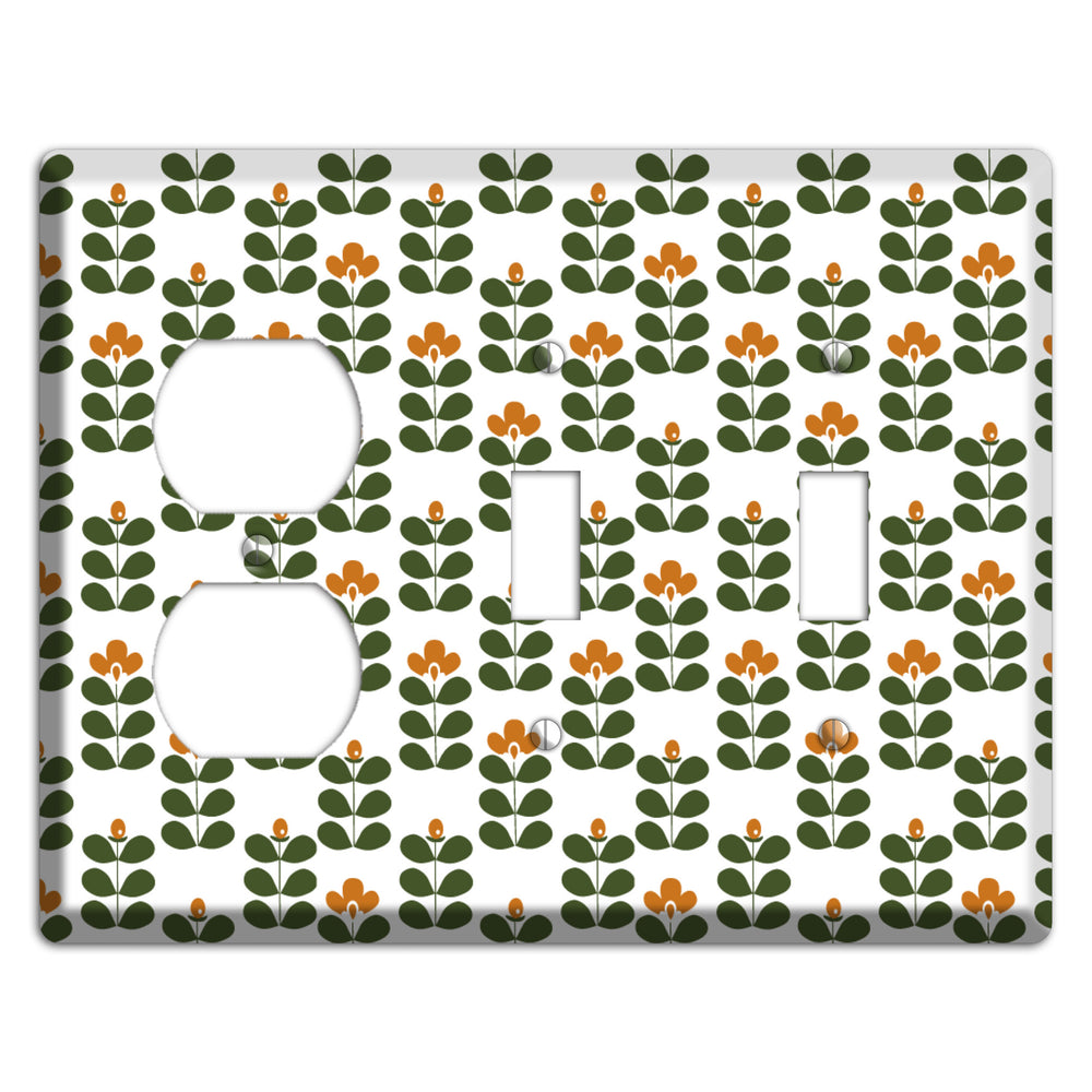 Green Small Sprouts Duplex / 2 Toggle Wallplate