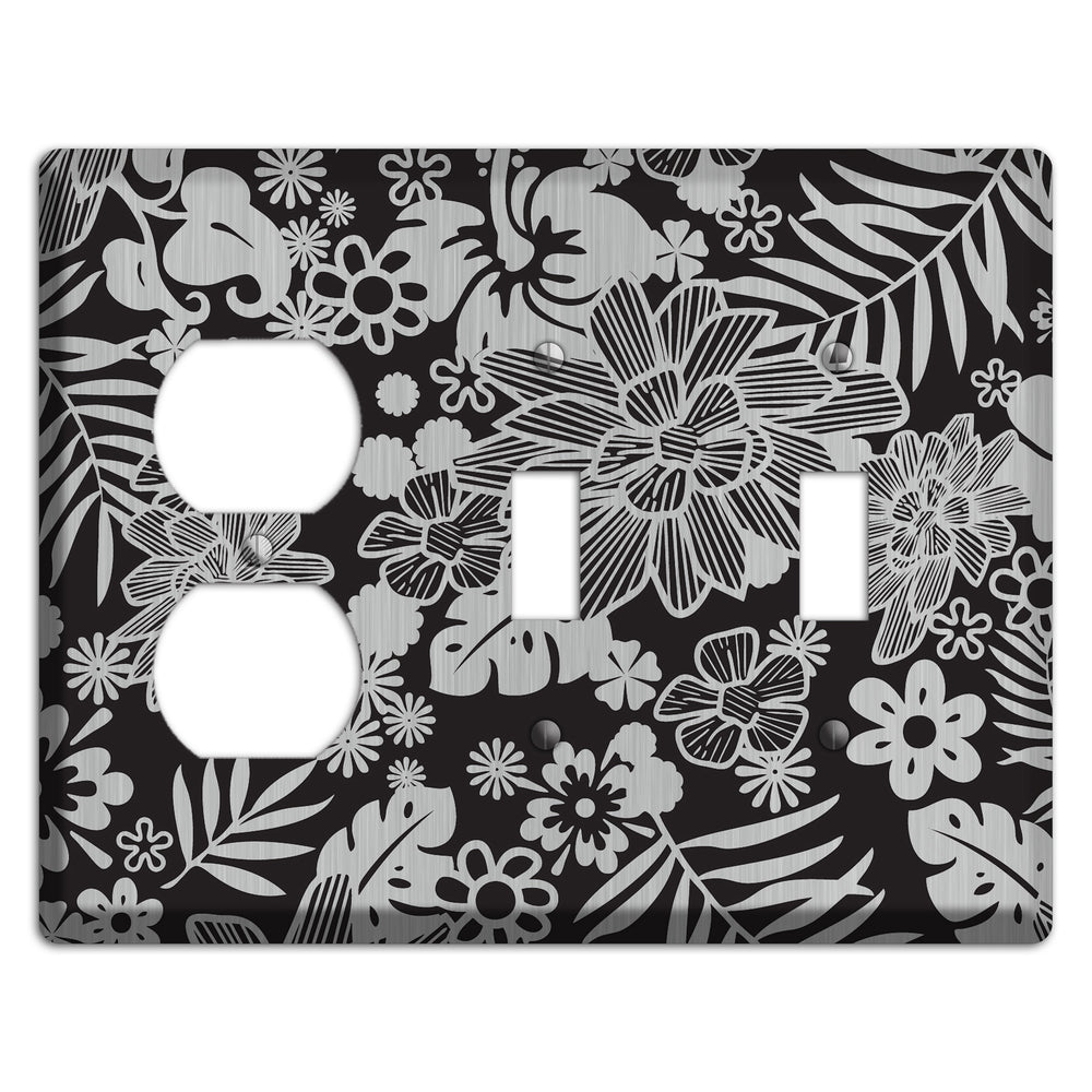 Black with Stainless Steel Tropical Duplex / 2 Toggle Wallplate