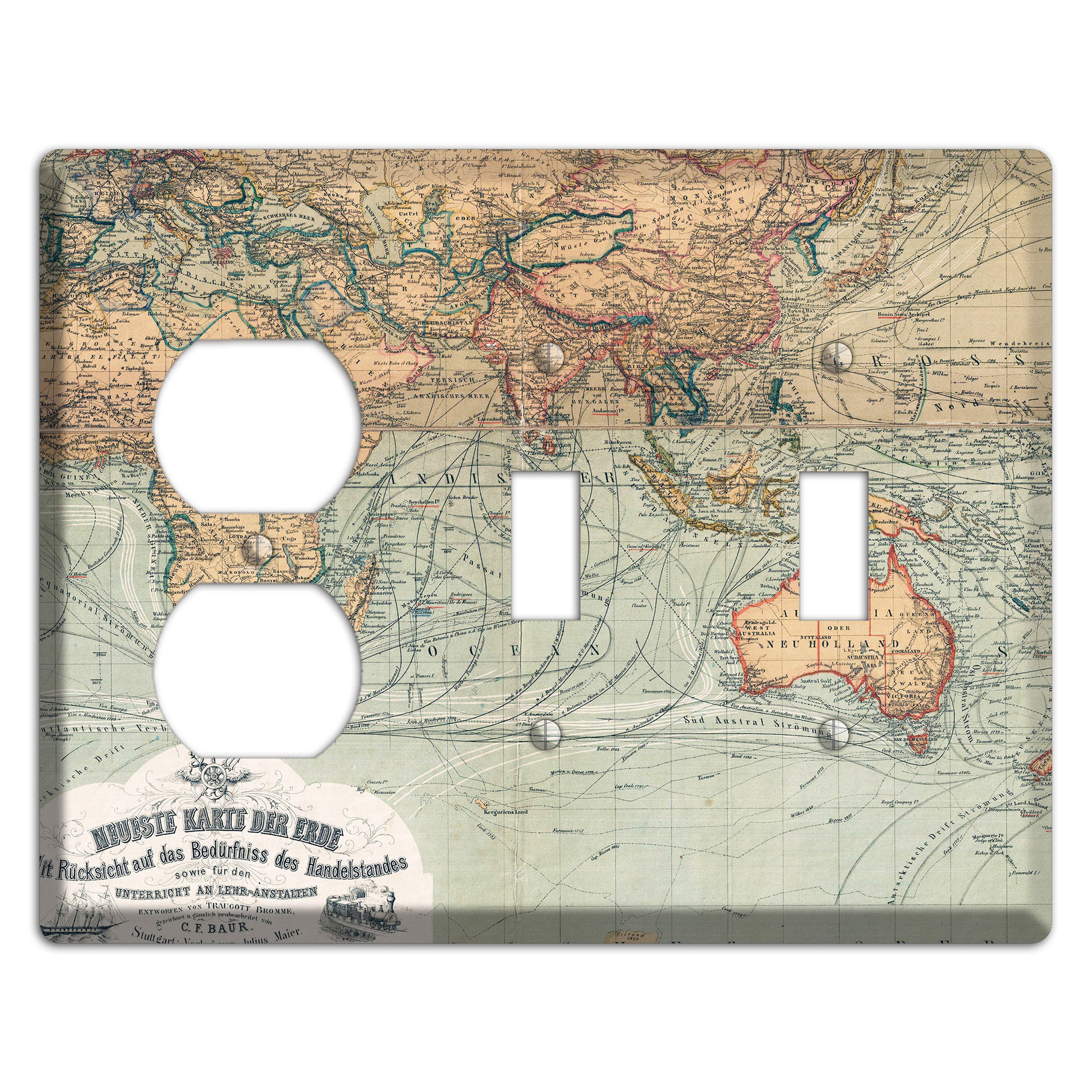 Map of Africa Duplex / 2 Toggle Wallplate