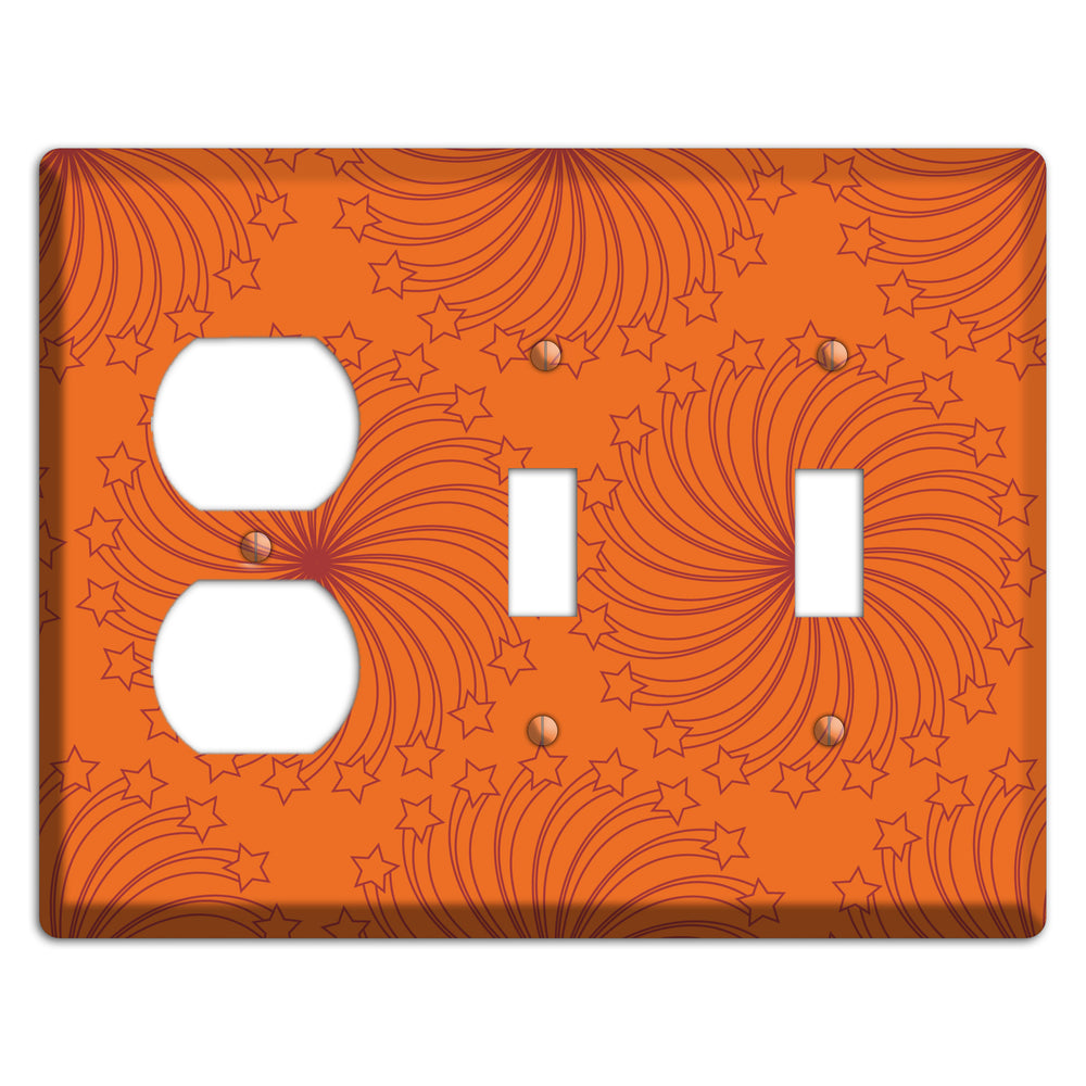 Multi Orange Star Swirl Duplex / 2 Toggle Wallplate