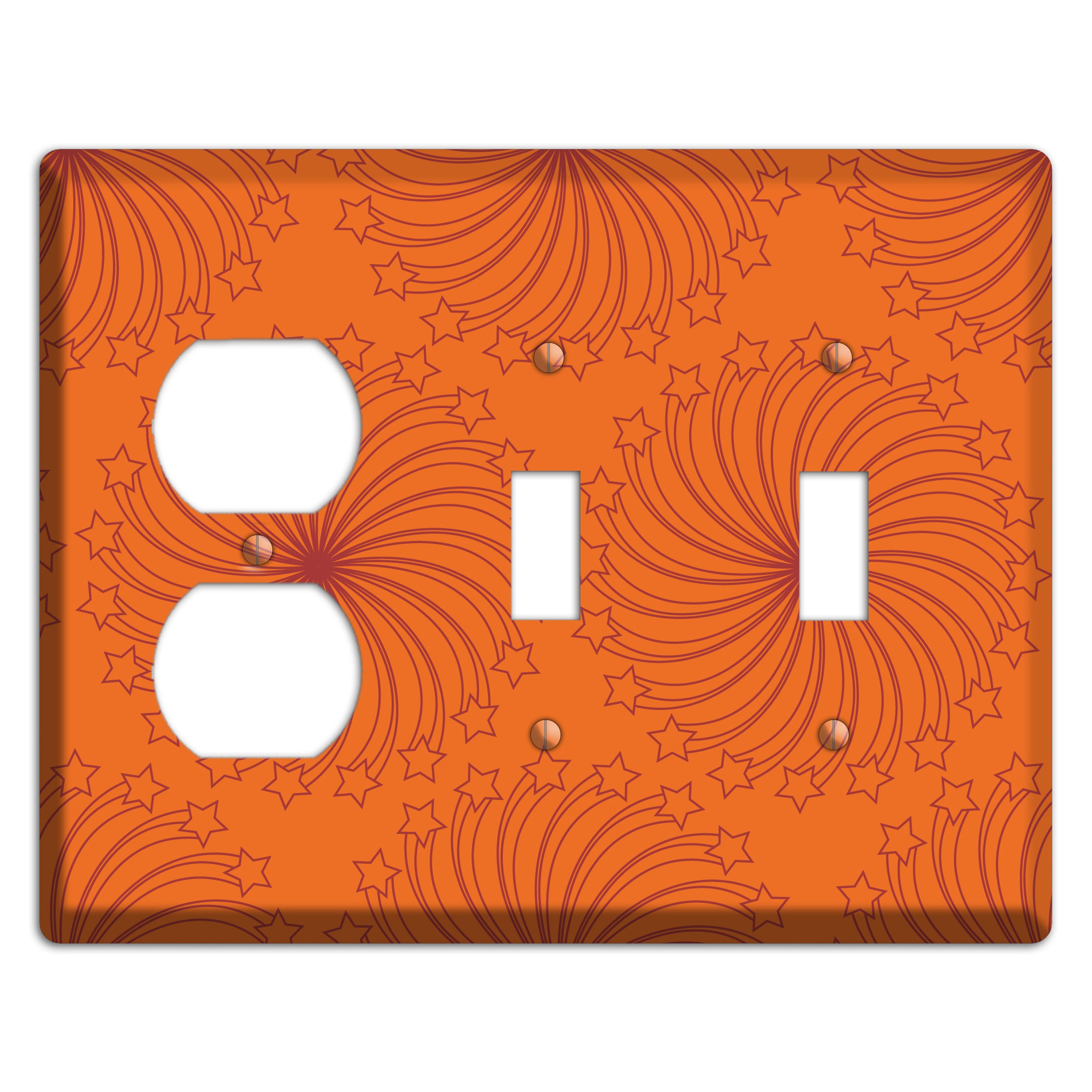 Multi Orange Star Swirl Duplex / 2 Toggle Wallplate