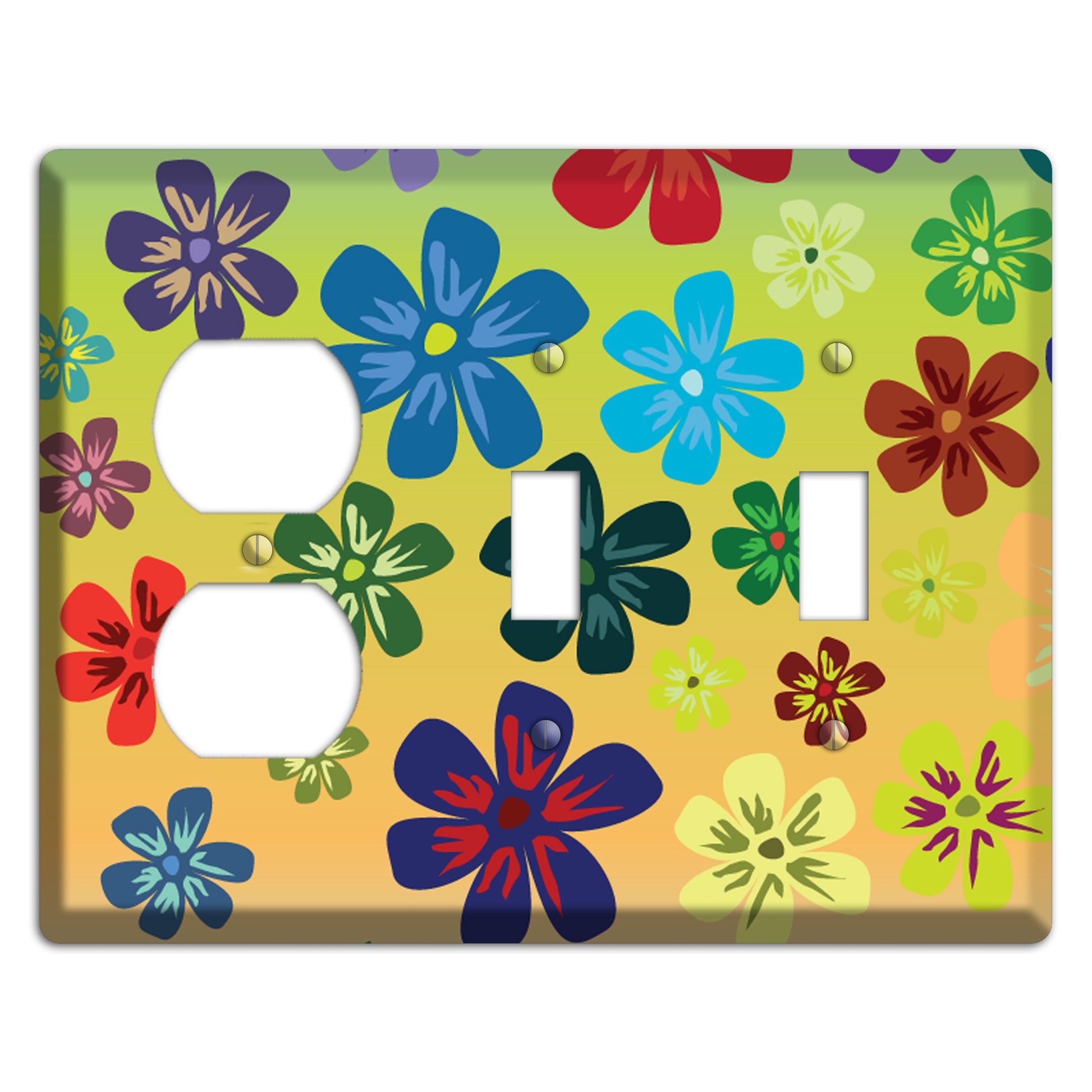 Black Flowers Duplex / 2 Toggle Wallplate