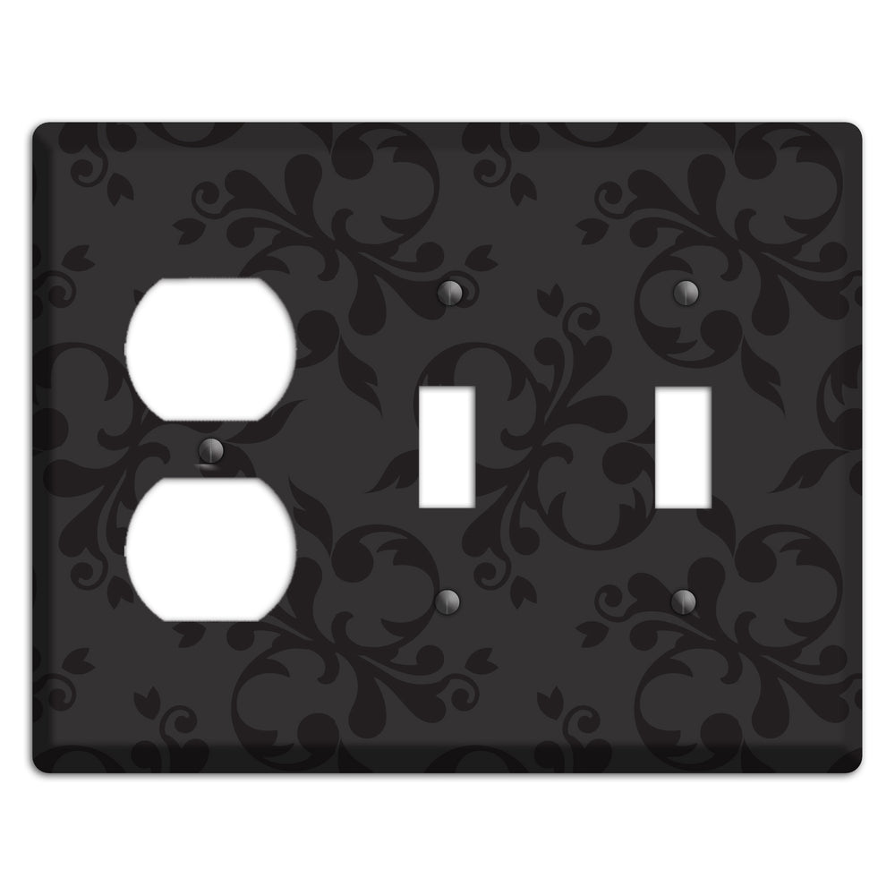 Black Victorian Toile Duplex / 2 Toggle Wallplate