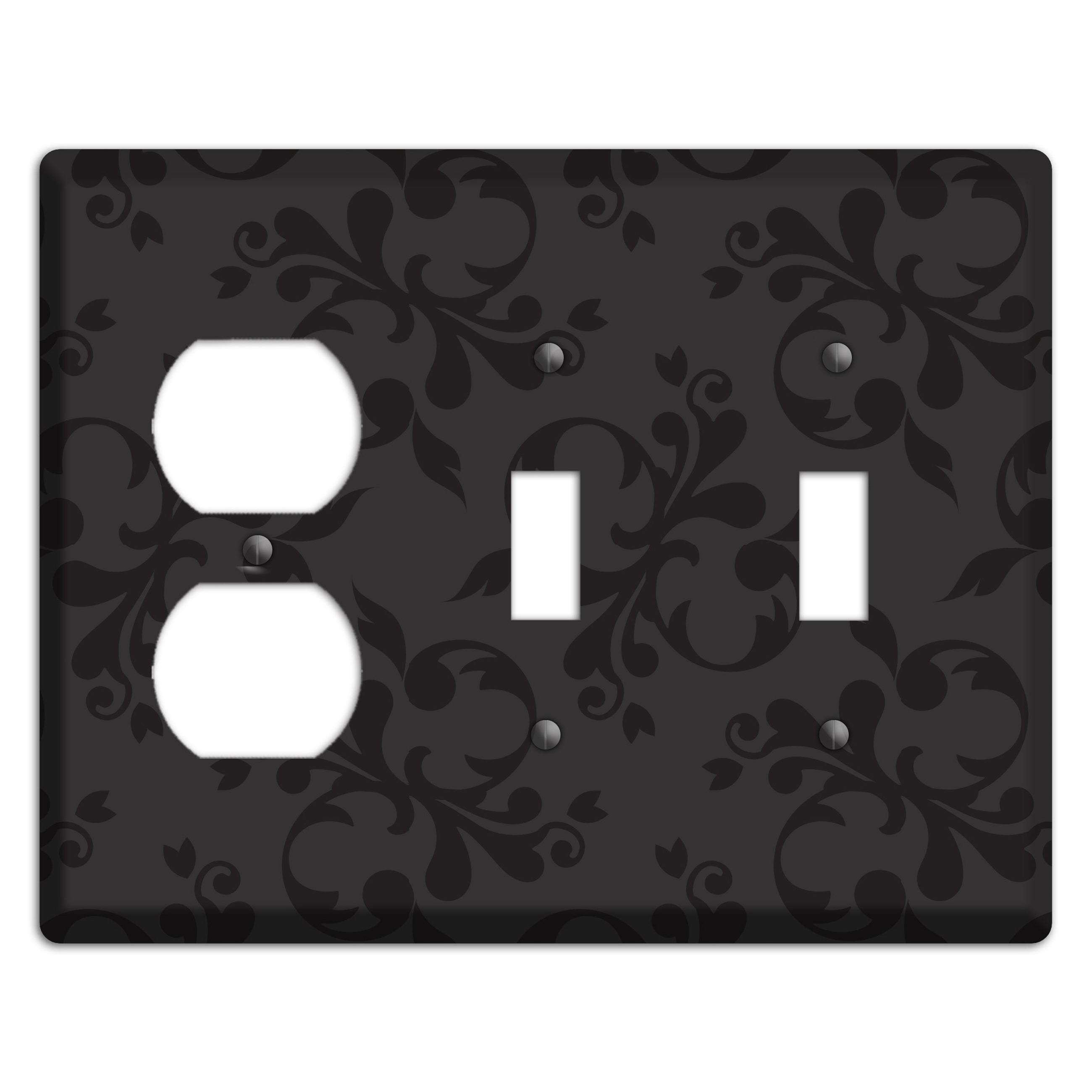 Black Victorian Toile Duplex / 2 Toggle Wallplate