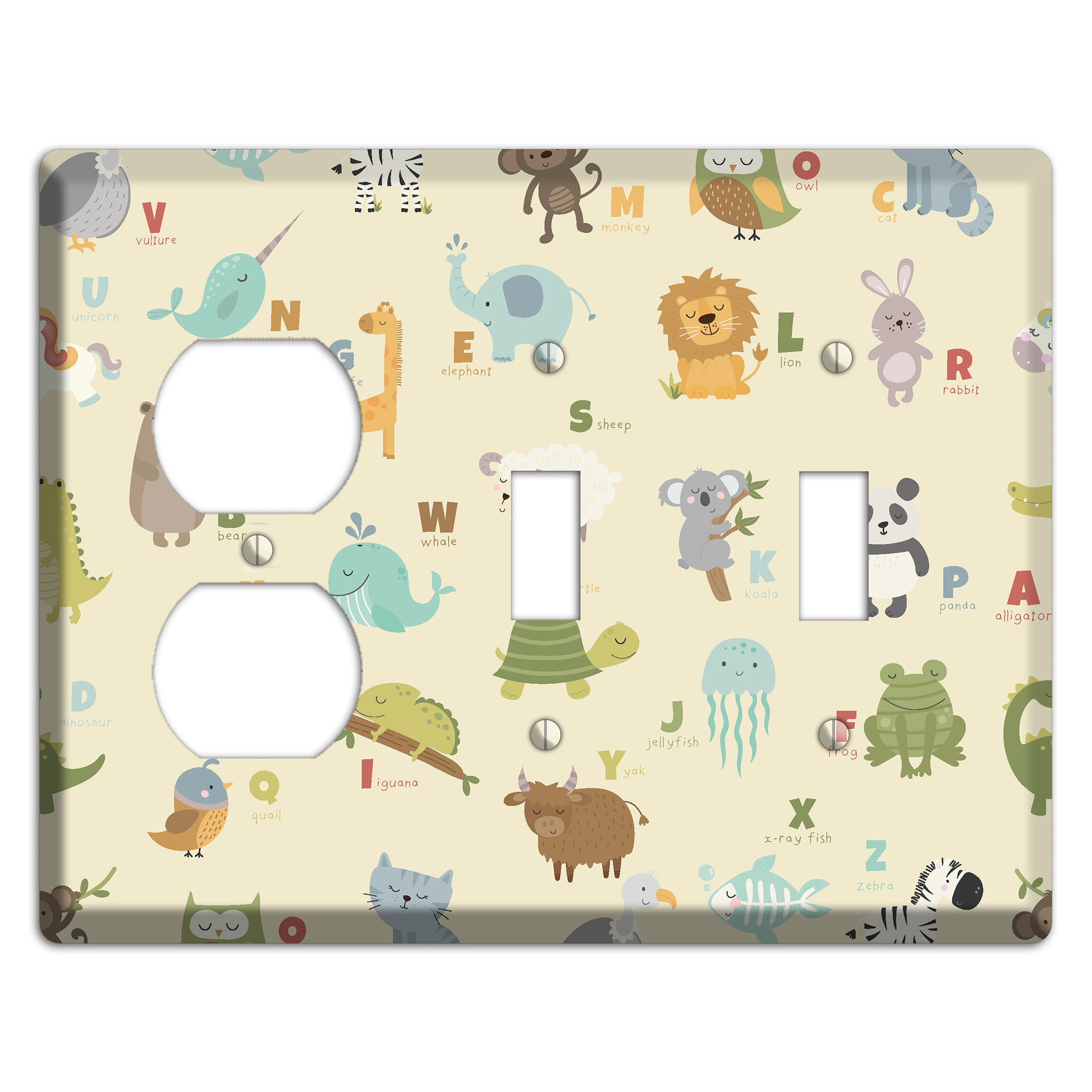 Animal Alphabet 2 Duplex / 2 Toggle Wallplate