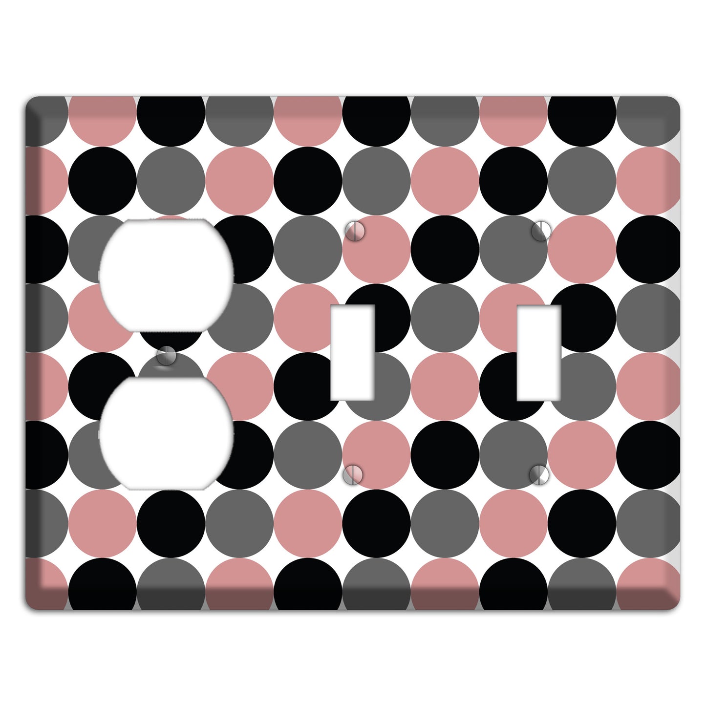 Grey Pink Black Tiled Dots Duplex / 2 Toggle Wallplate