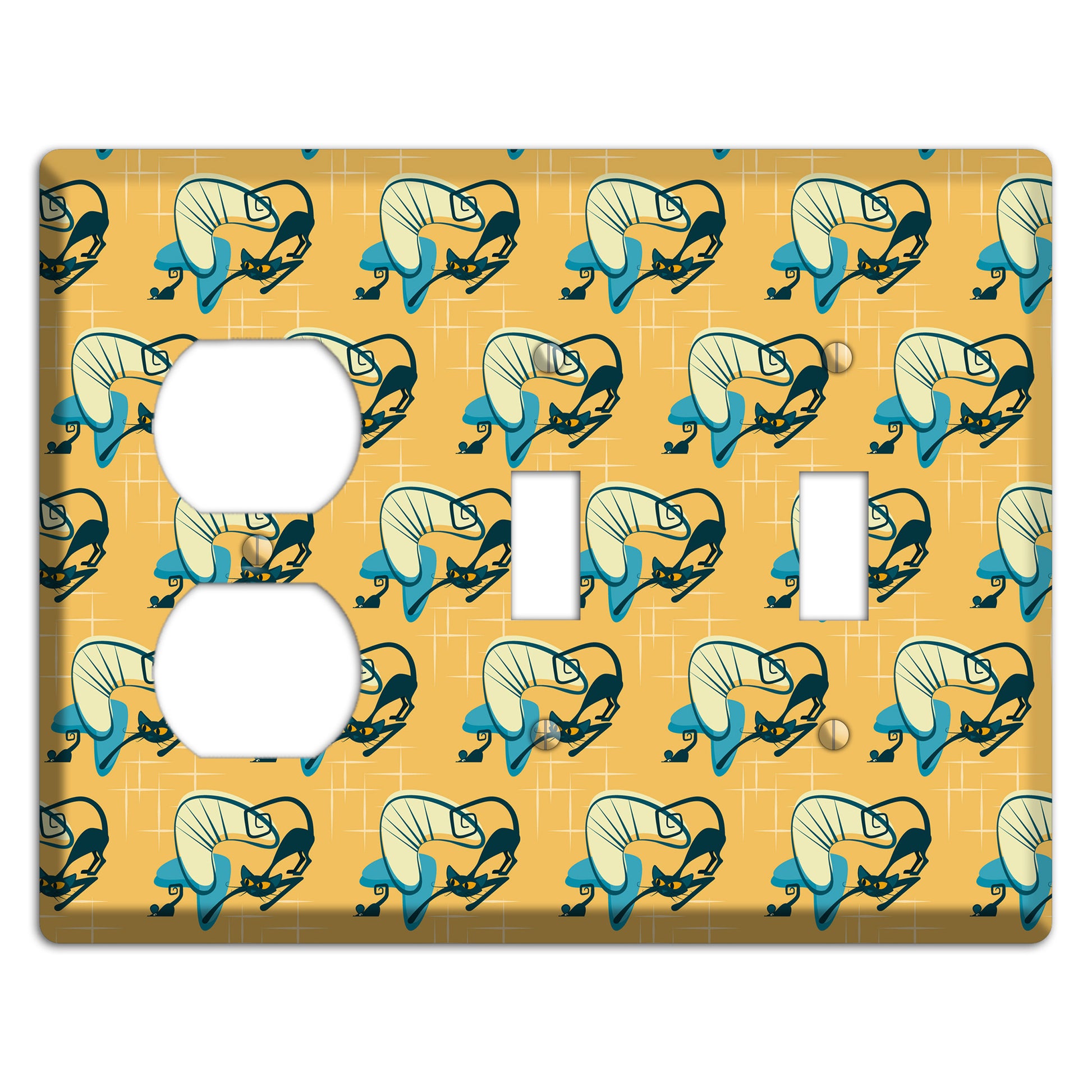 Yellow Kitties Duplex / 2 Toggle Wallplate