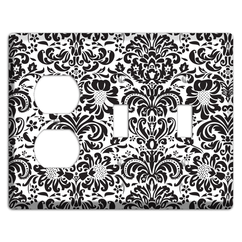 White with Black Toile Duplex / 2 Toggle Wallplate