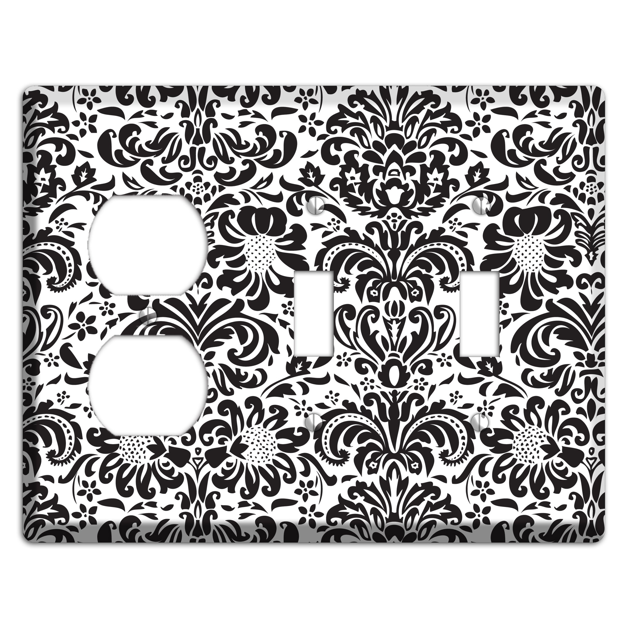 White with Black Toile Duplex / 2 Toggle Wallplate