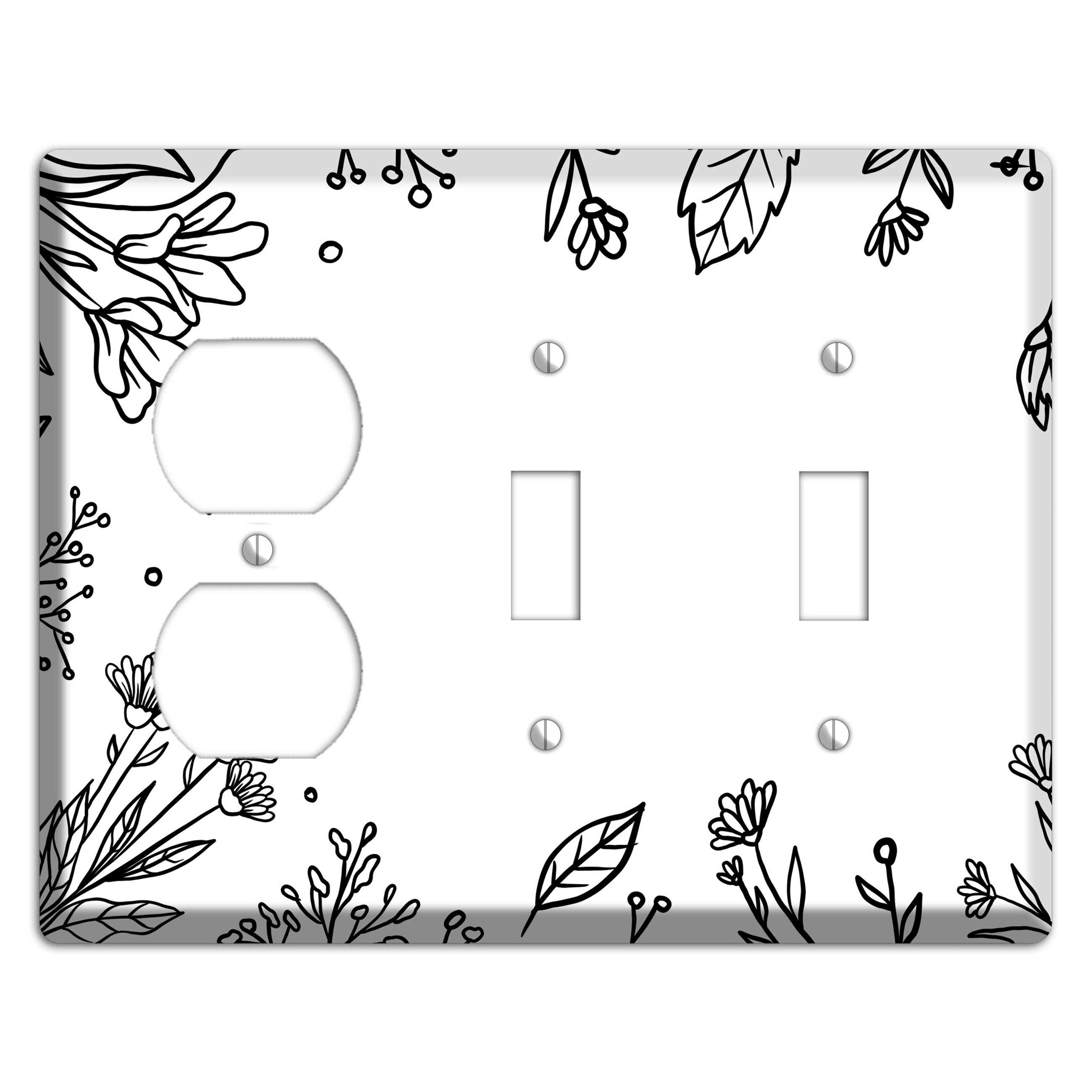 Hand-Drawn Floral 30 Duplex / 2 Toggle Wallplate