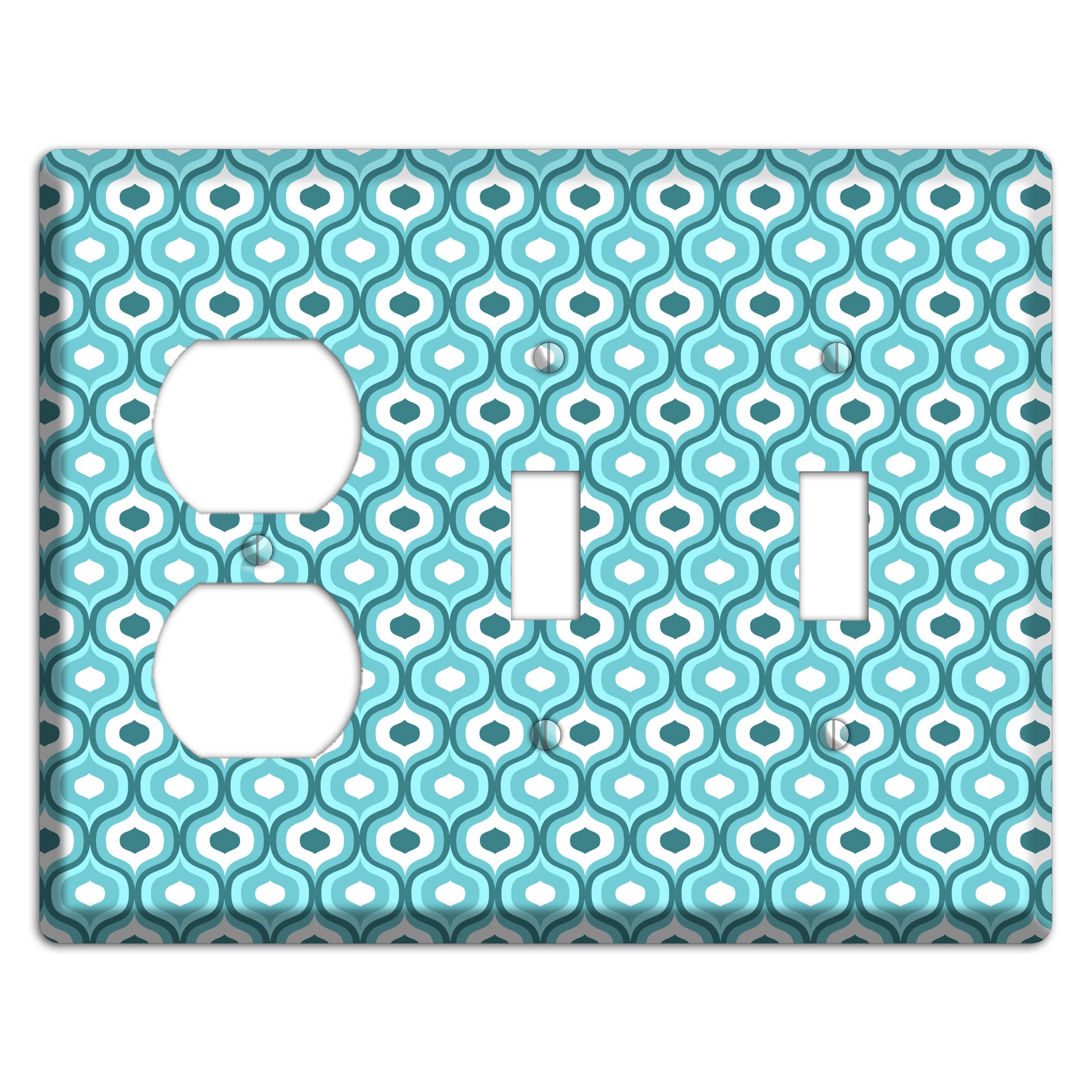 Multi Turquoise Double Scallop Duplex / 2 Toggle Wallplate