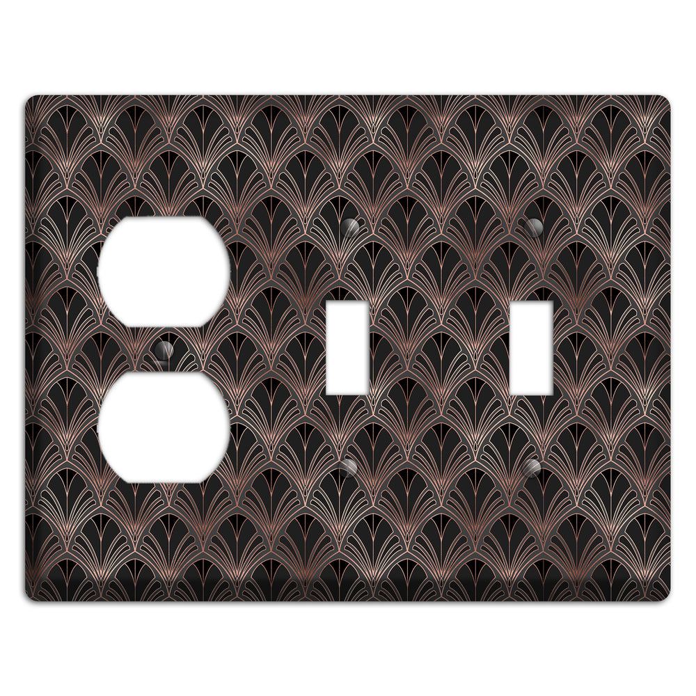 Black and Rose Deco Duplex / 2 Toggle Wallplate