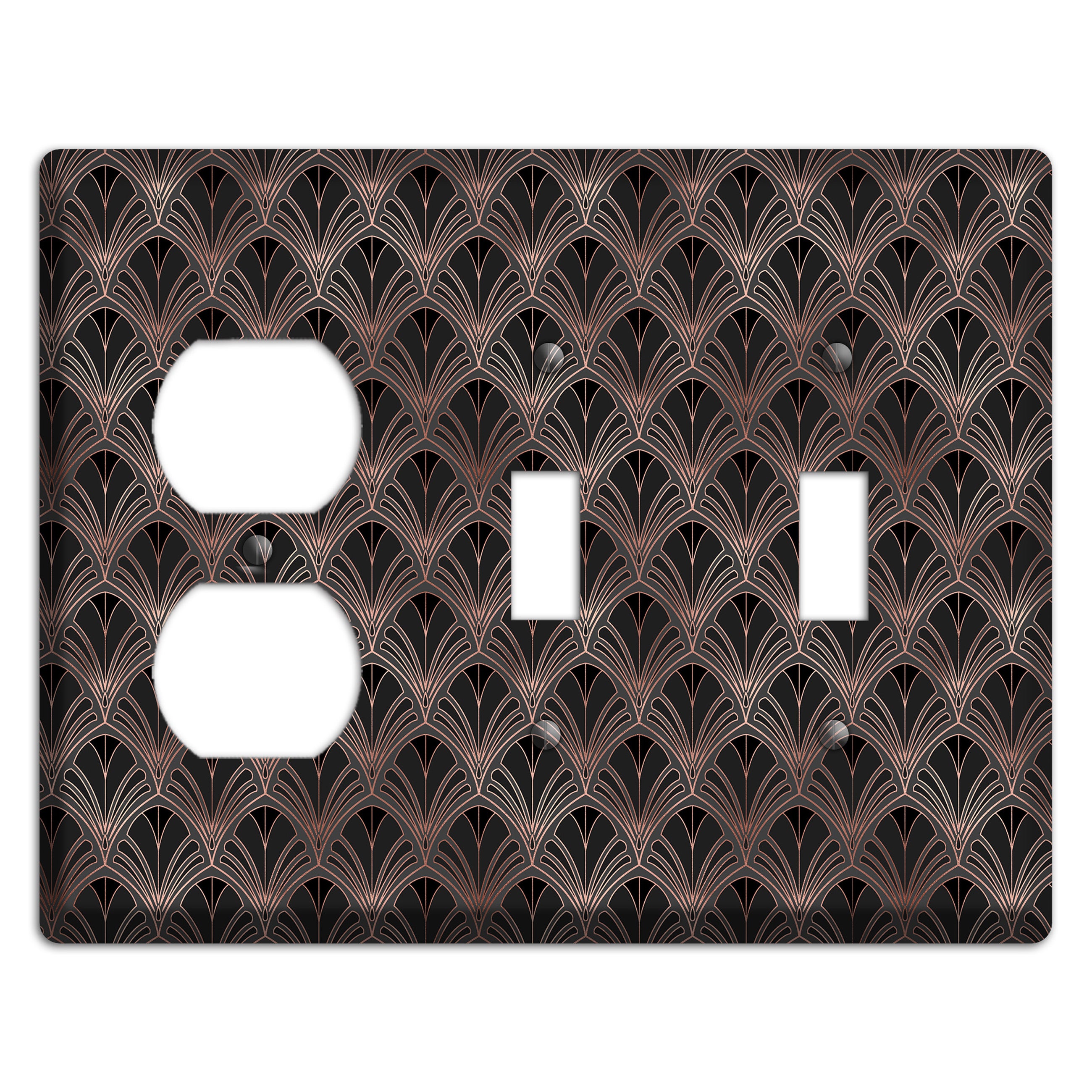 Black and Rose Deco Duplex / 2 Toggle Wallplate