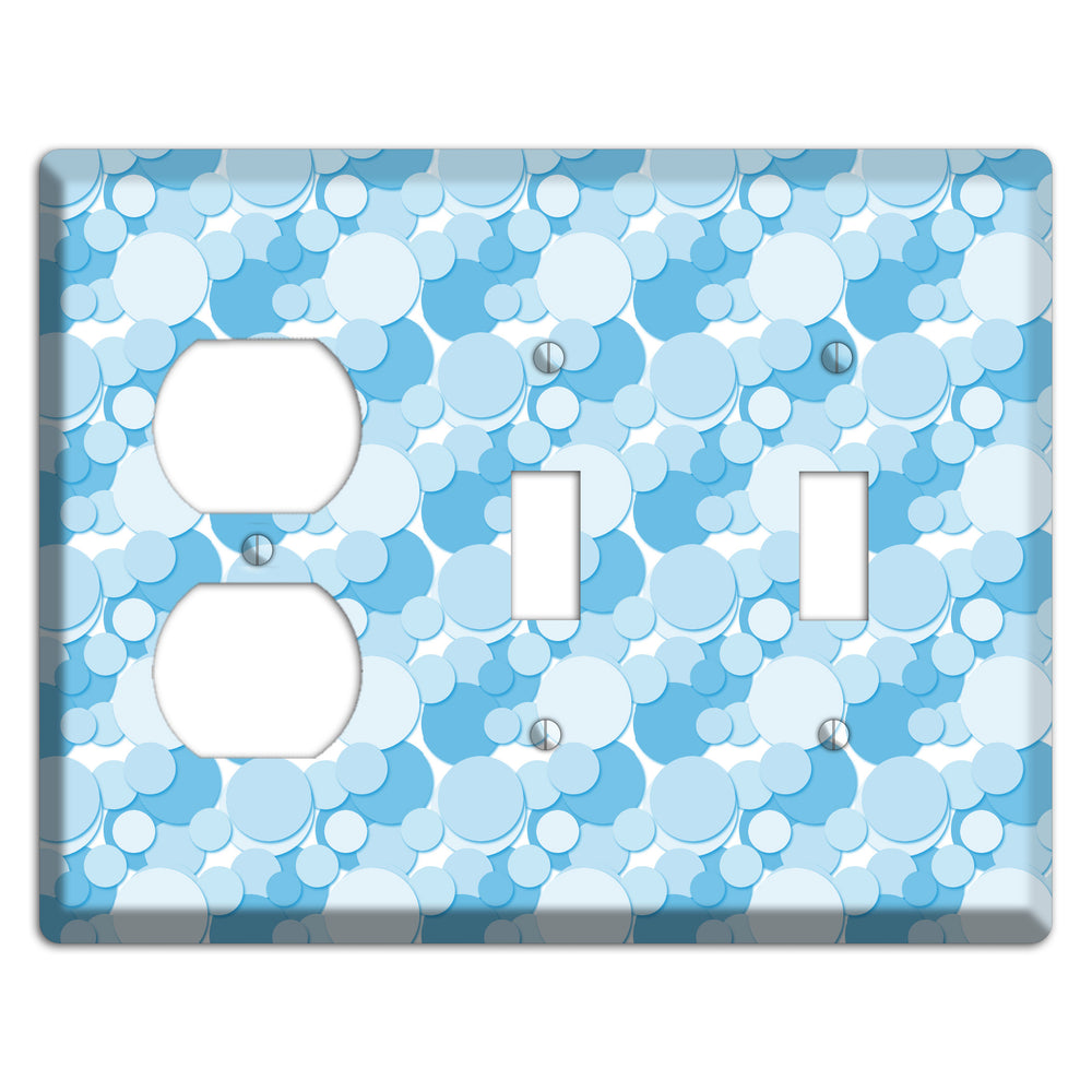 Multi Blue Bubble Dots Duplex / 2 Toggle Wallplate