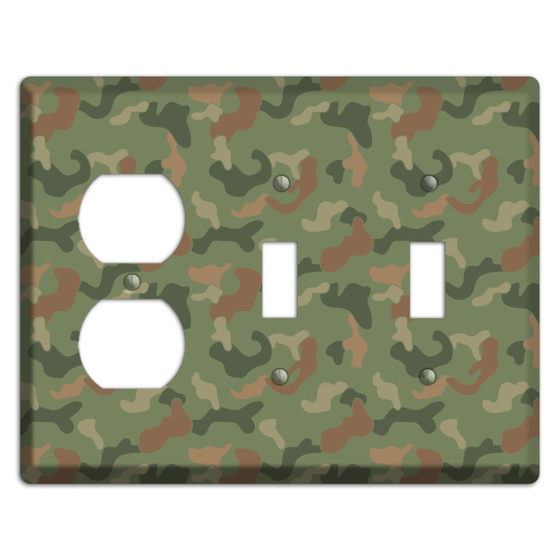 Jungle Green Camo Duplex / 2 Toggle Wallplate