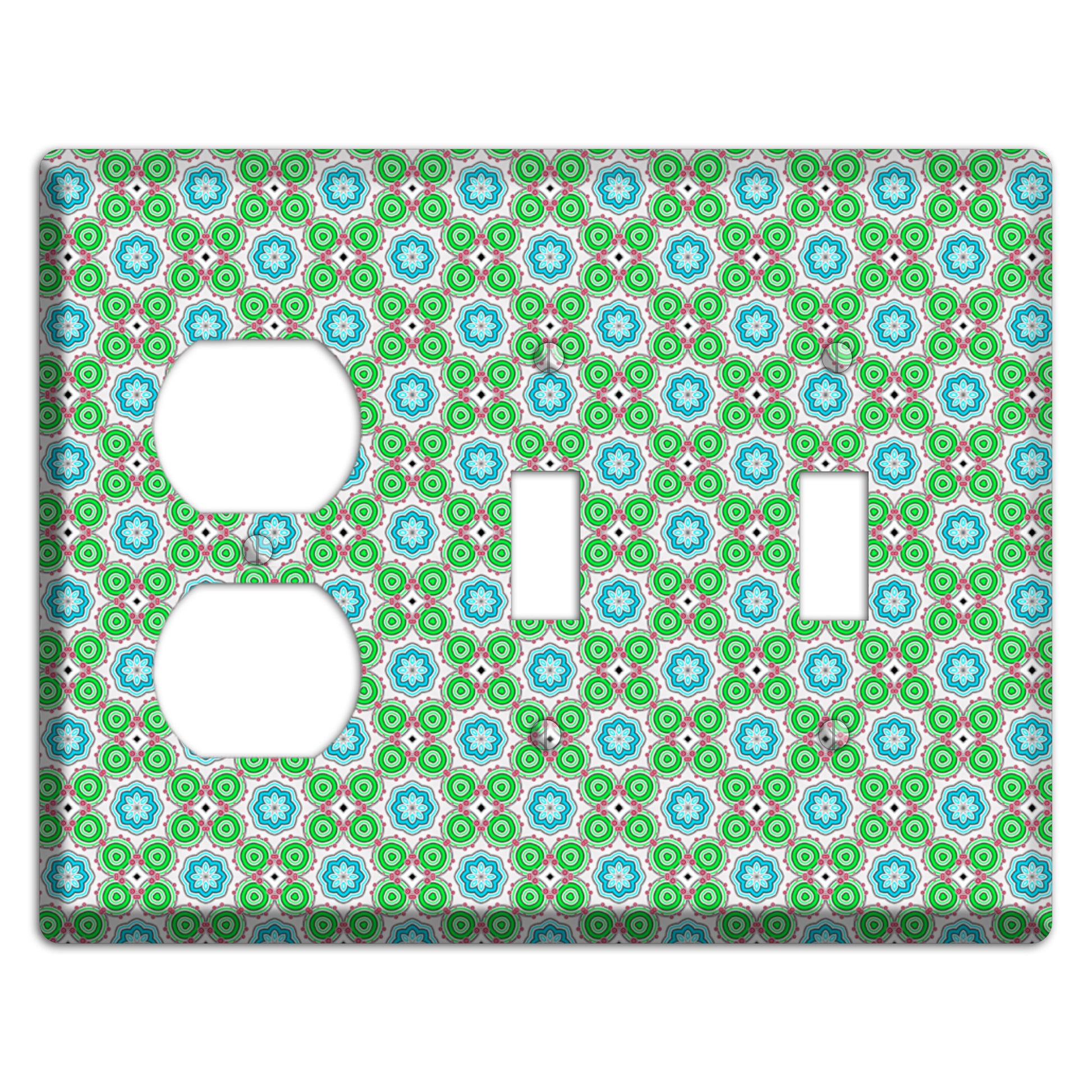 Green Foulard 5 Duplex / 2 Toggle Wallplate