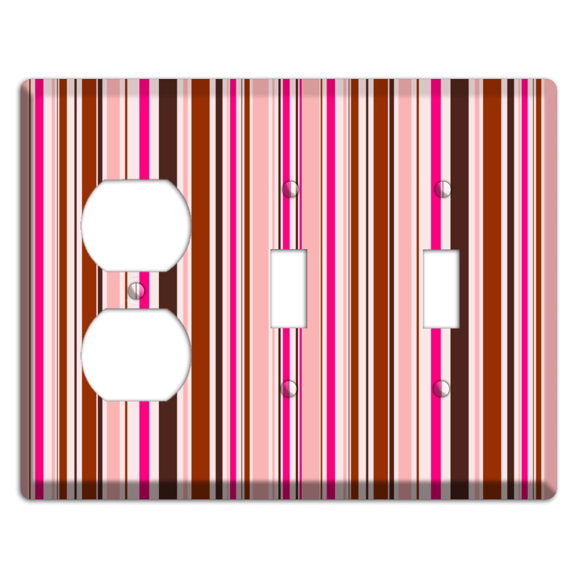 Pink Stripes Duplex / 2 Toggle Wallplate