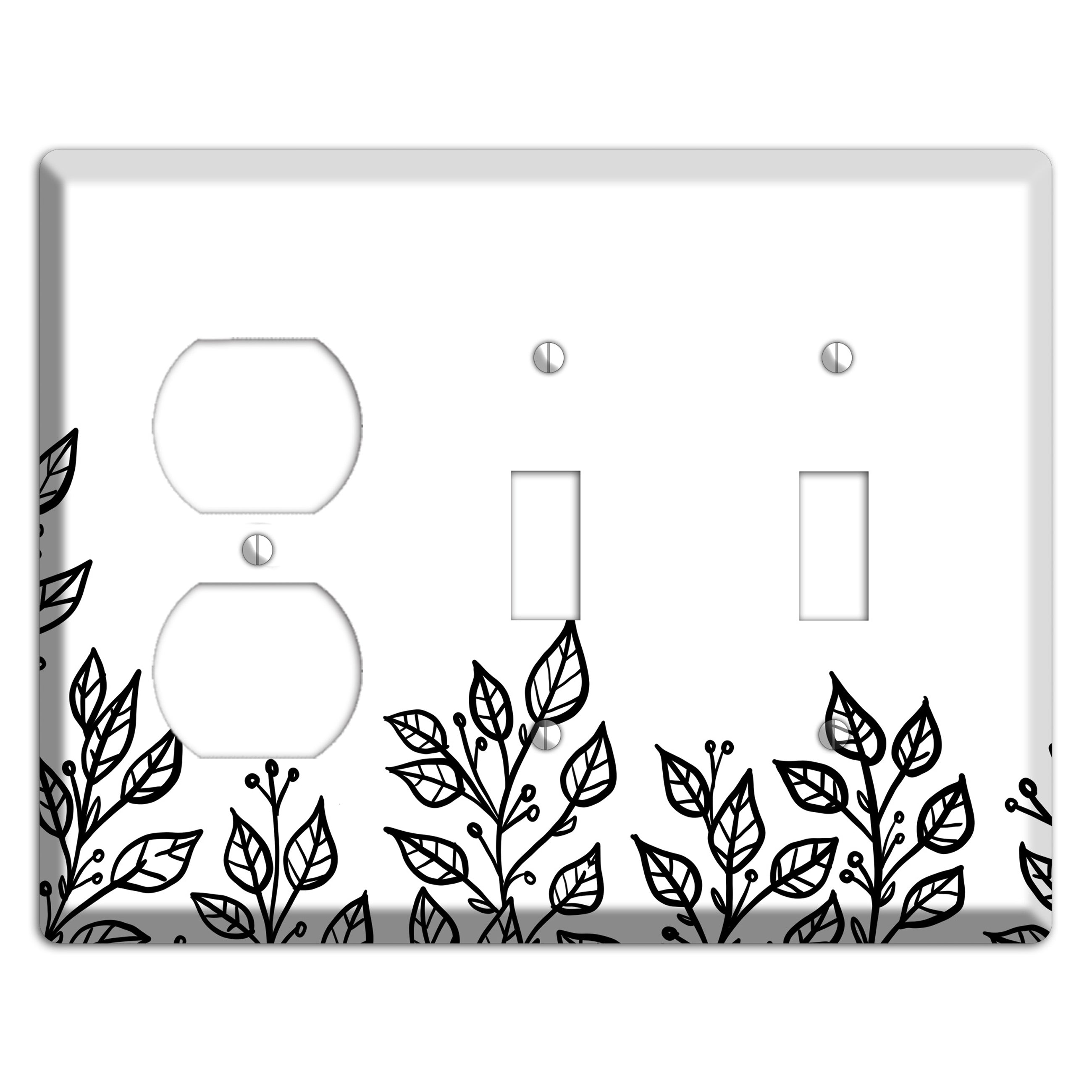 Hand-Drawn Floral 20 Duplex / 2 Toggle Wallplate