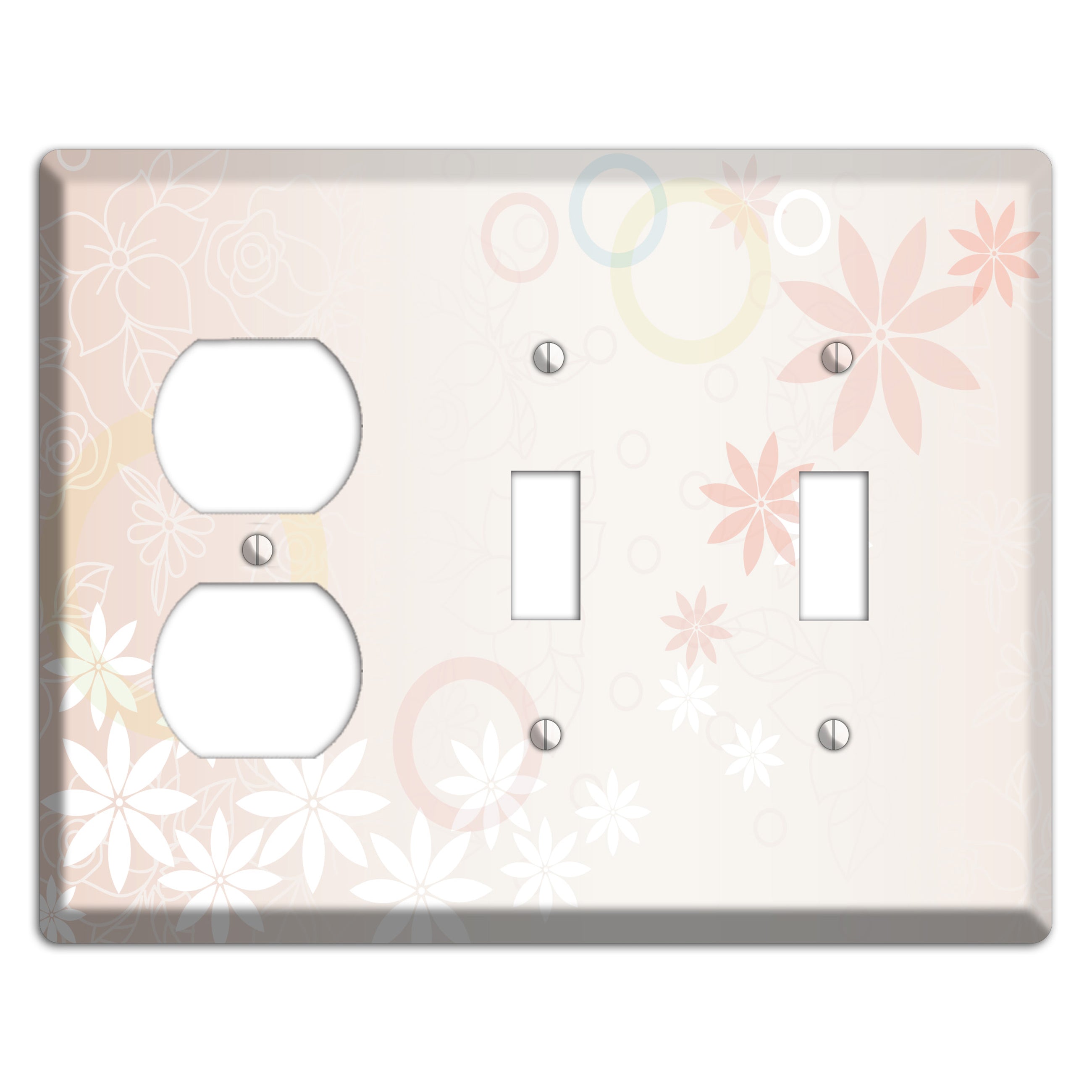 Mauve Floral Duplex / 2 Toggle Wallplate