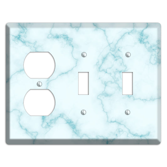 Blue Stained Marble Duplex / 2 Toggle Wallplate