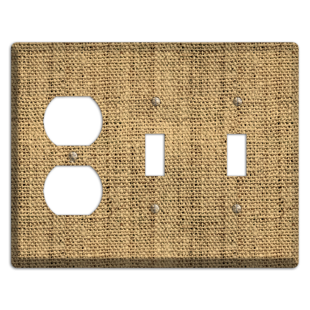 Teak Burlap Duplex / 2 Toggle Wallplate
