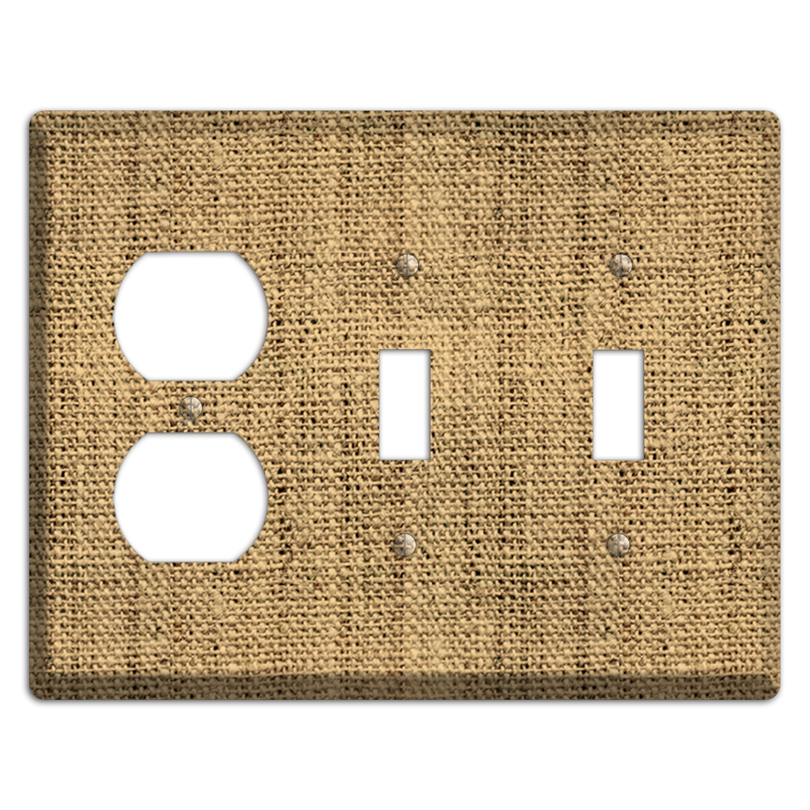 Teak Burlap Duplex / 2 Toggle Wallplate