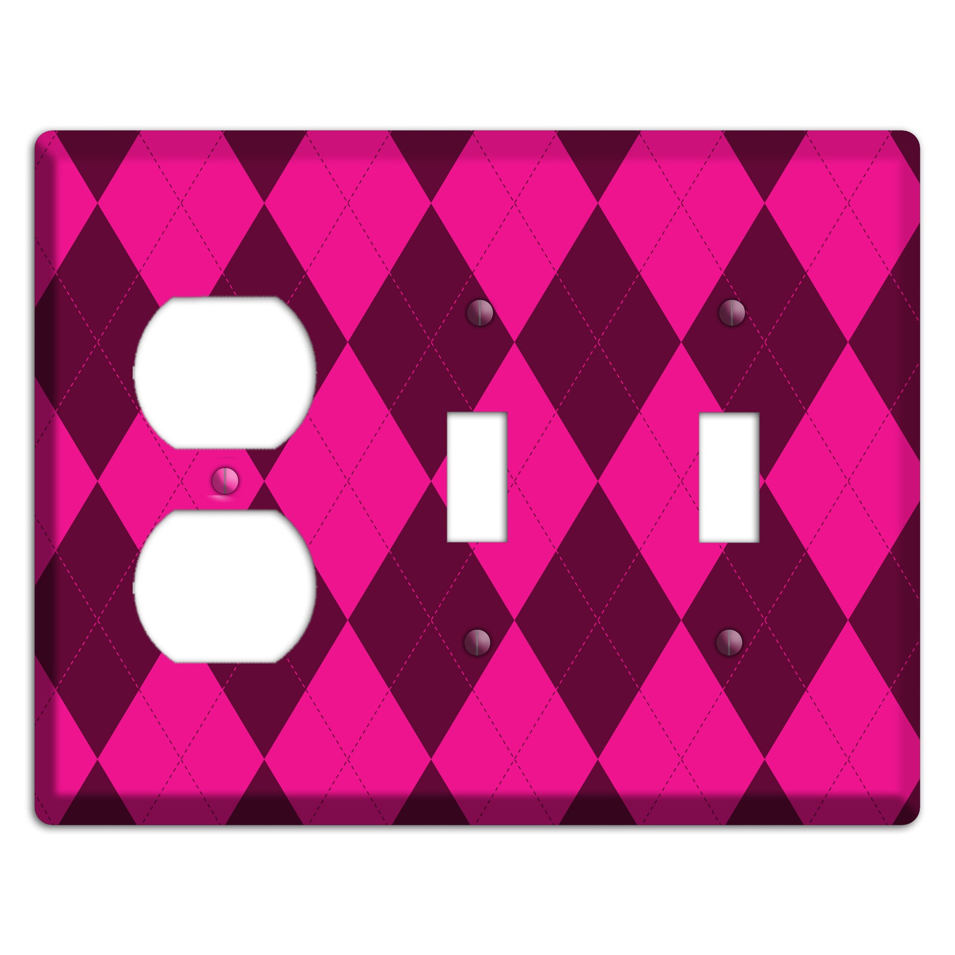 Fuschia Argyle Duplex / 2 Toggle Wallplate