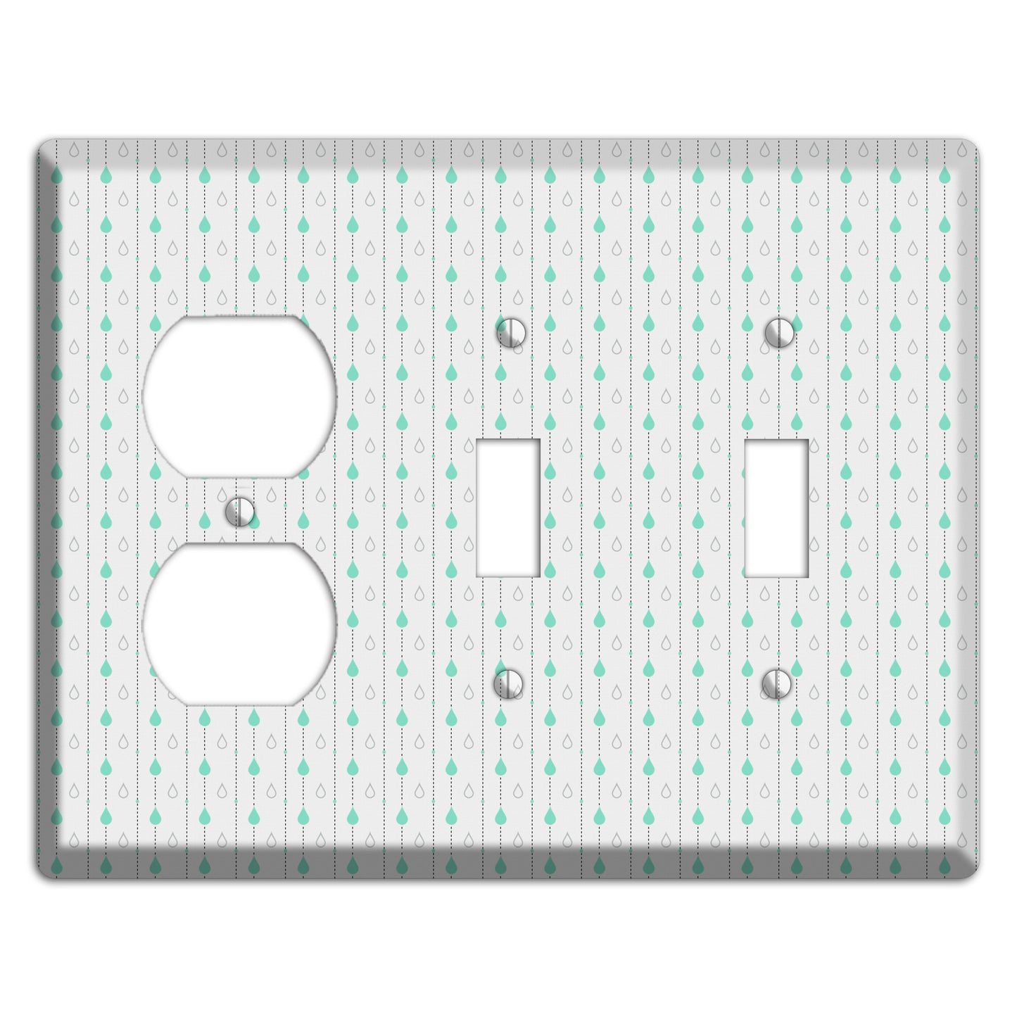 White and Blue Drops Duplex / 2 Toggle Wallplate