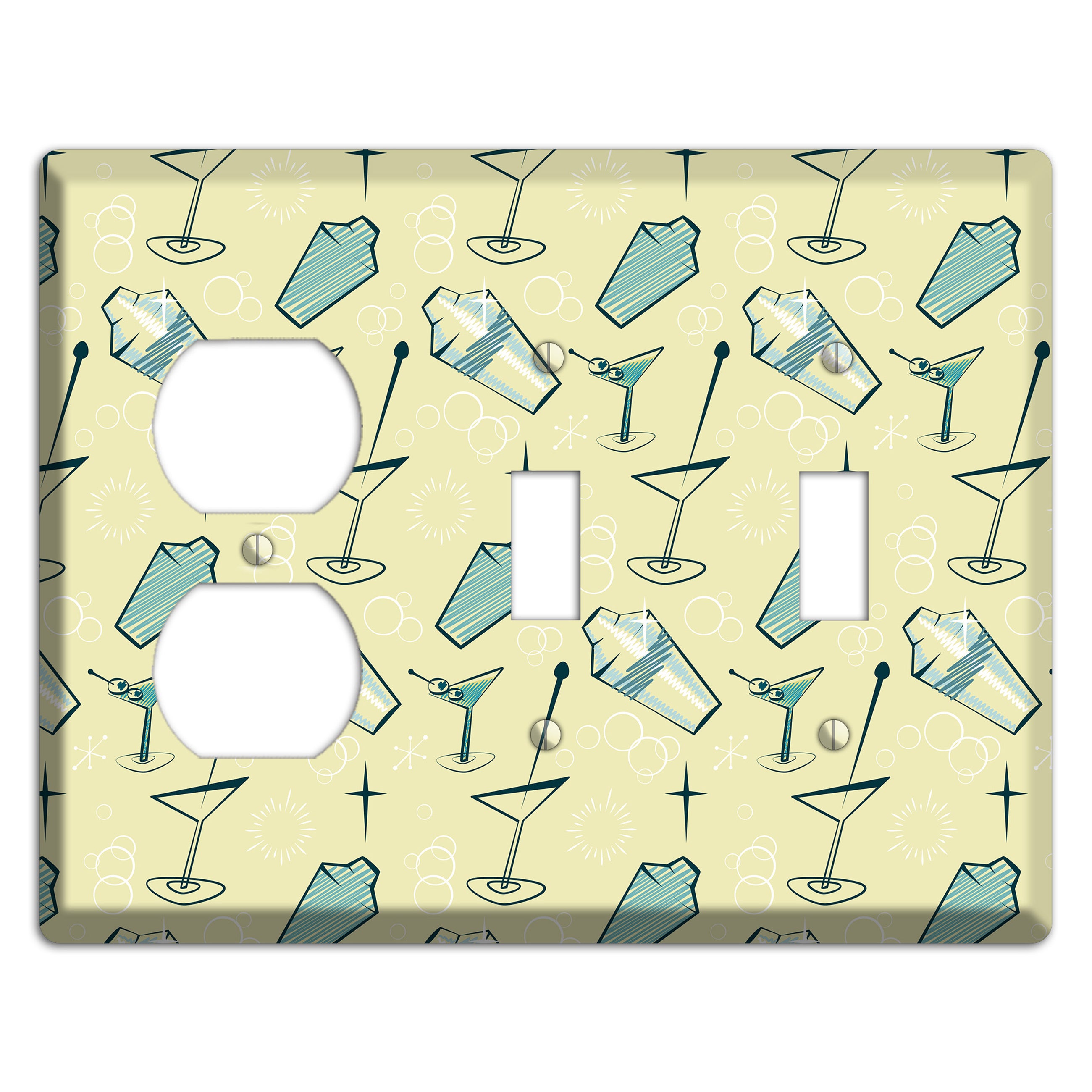 Retro Cocktails Lime Duplex / 2 Toggle Wallplate