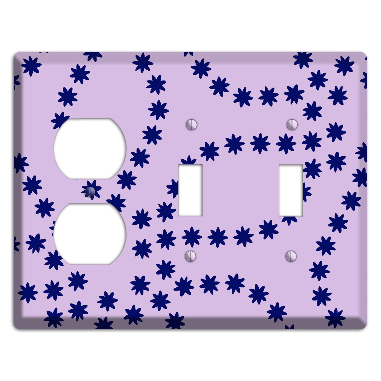 Lavender with Purple Constellation Duplex / 2 Toggle Wallplate