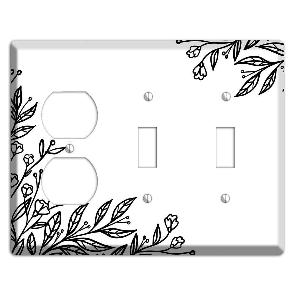 Hand-Drawn Floral 2 Duplex / 2 Toggle Wallplate